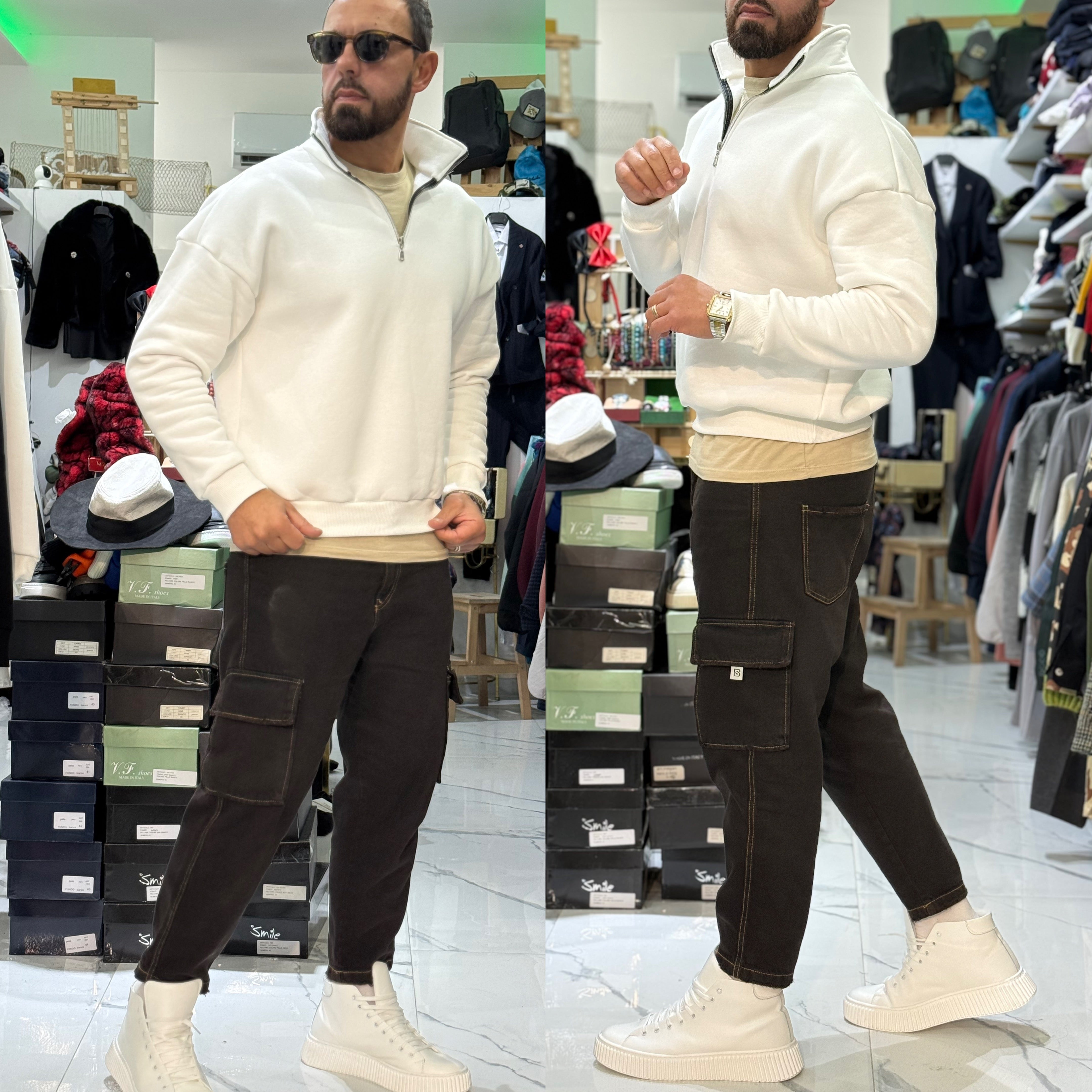 Felpa mezzocollo zip London