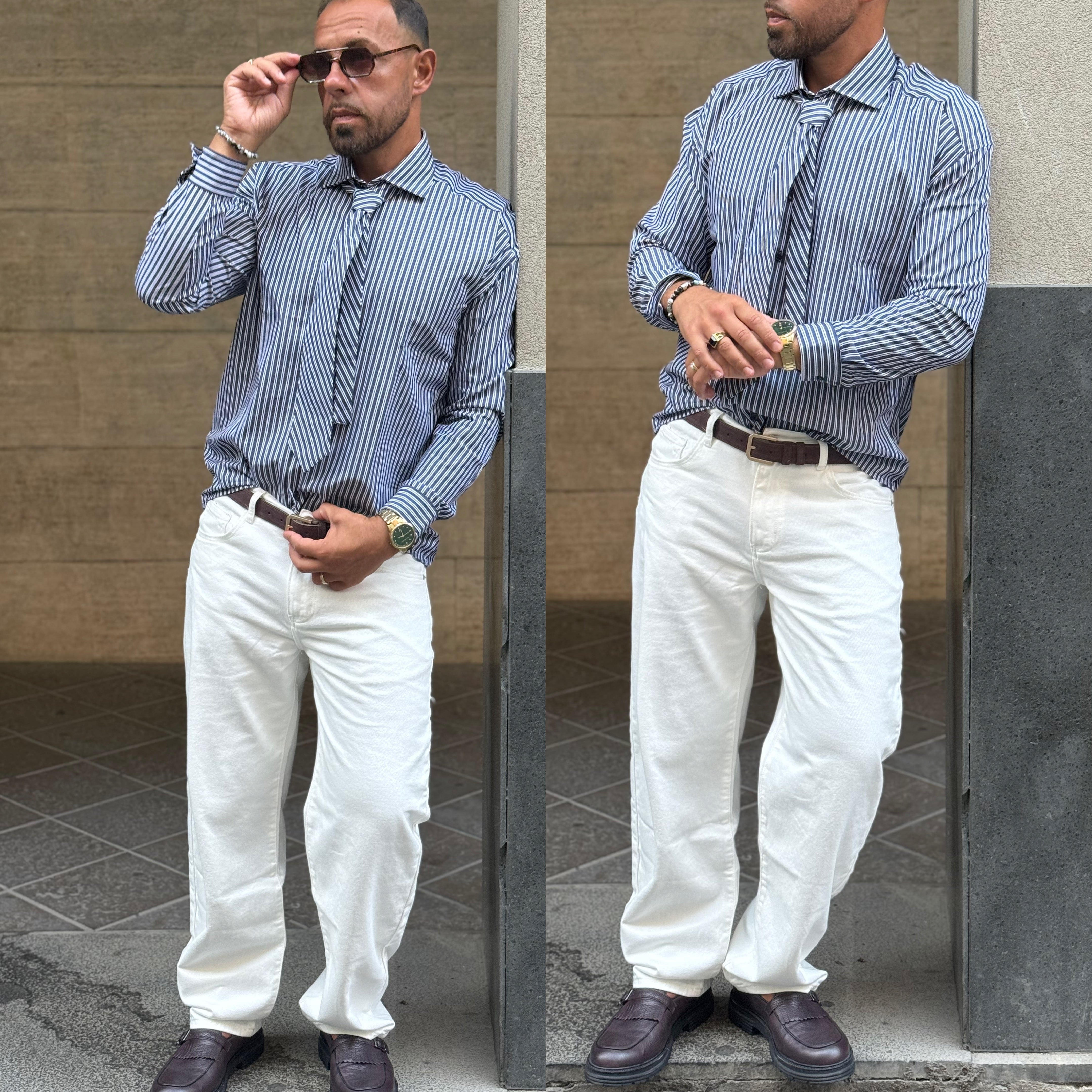 Camicia e cravatta riga college Overd