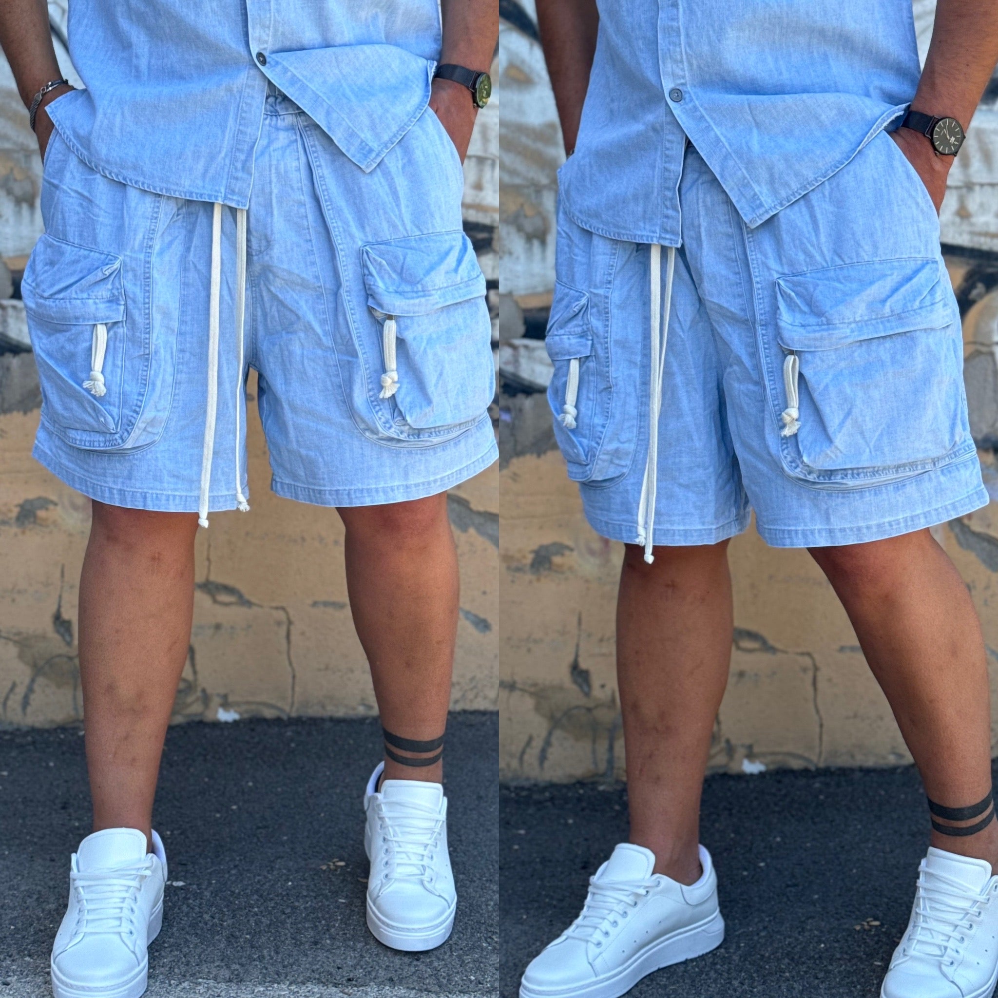 Coordinato bermuda e camicia in Jeans Duca Homme