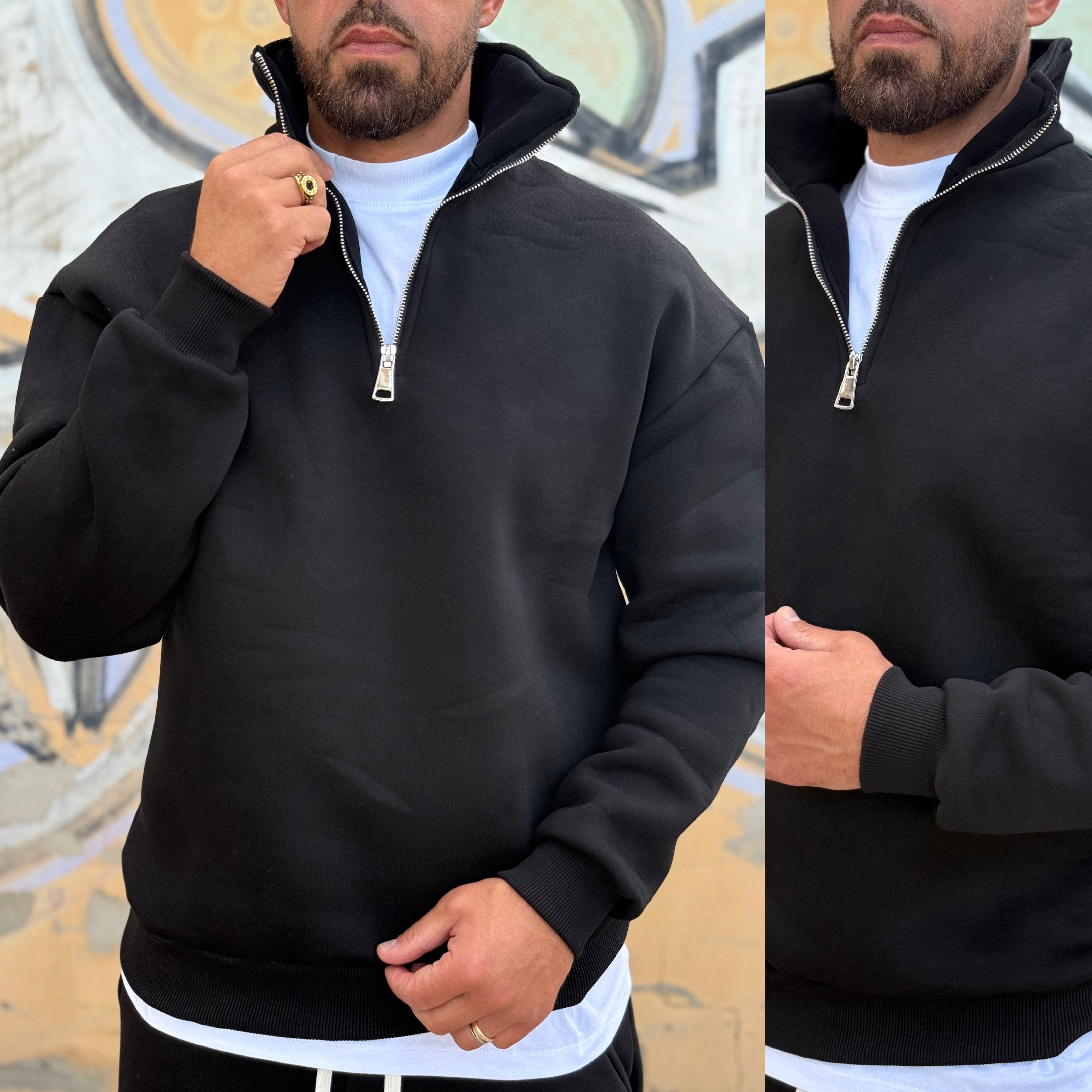 Tuta fondo largo felpa zip Duca Homme nera
