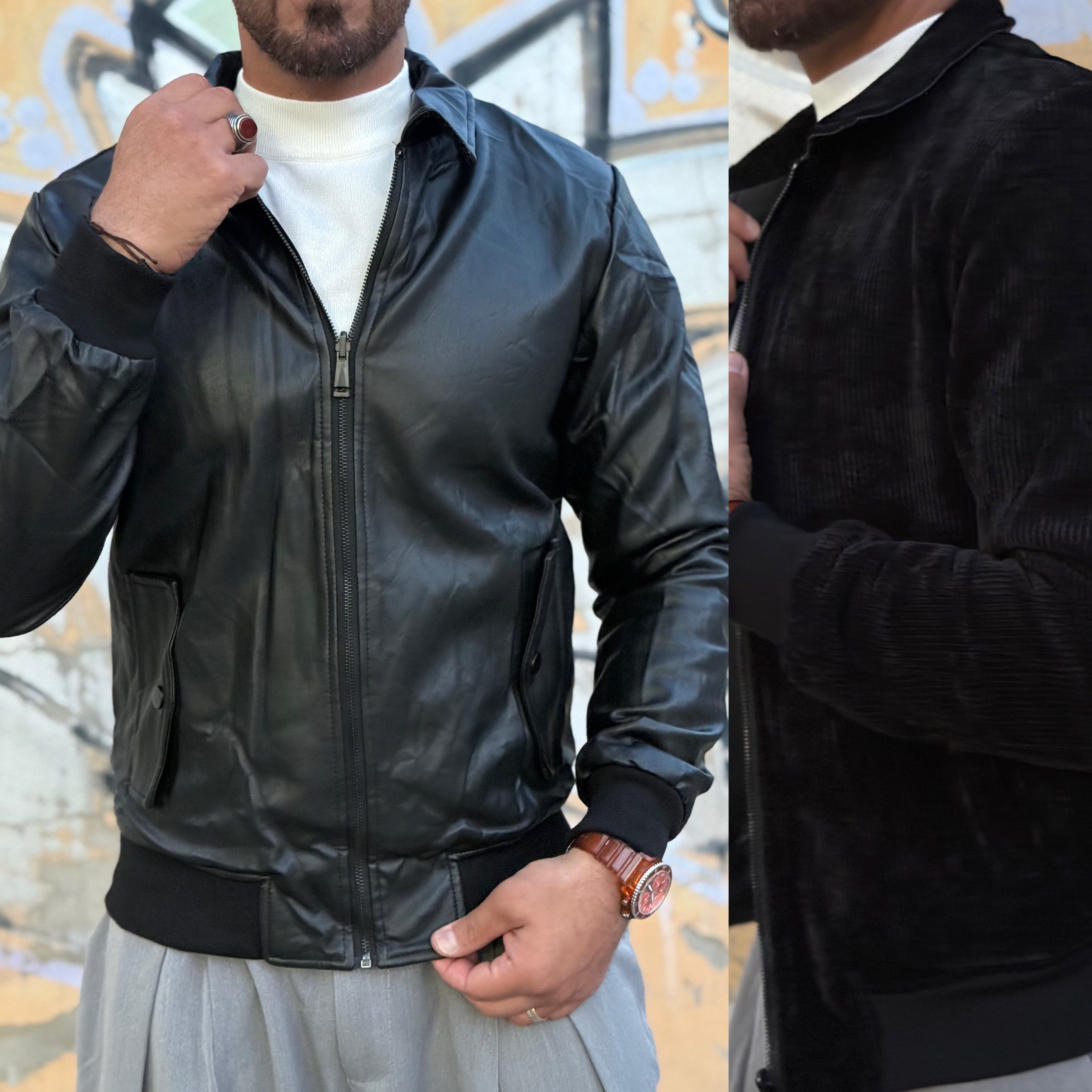 Jacket in ecopelle double face