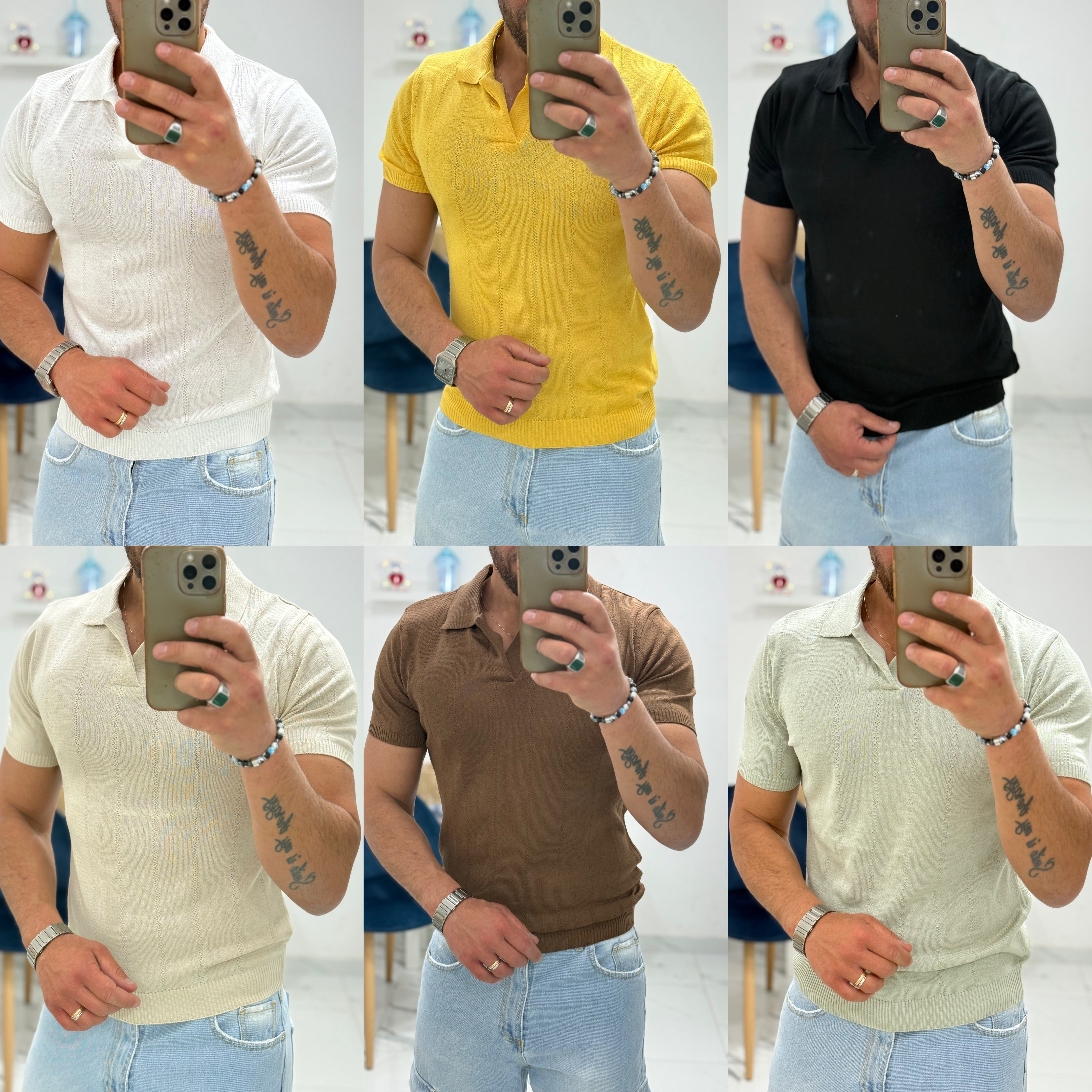 Polo di filo senza bottoni Slim Milan
