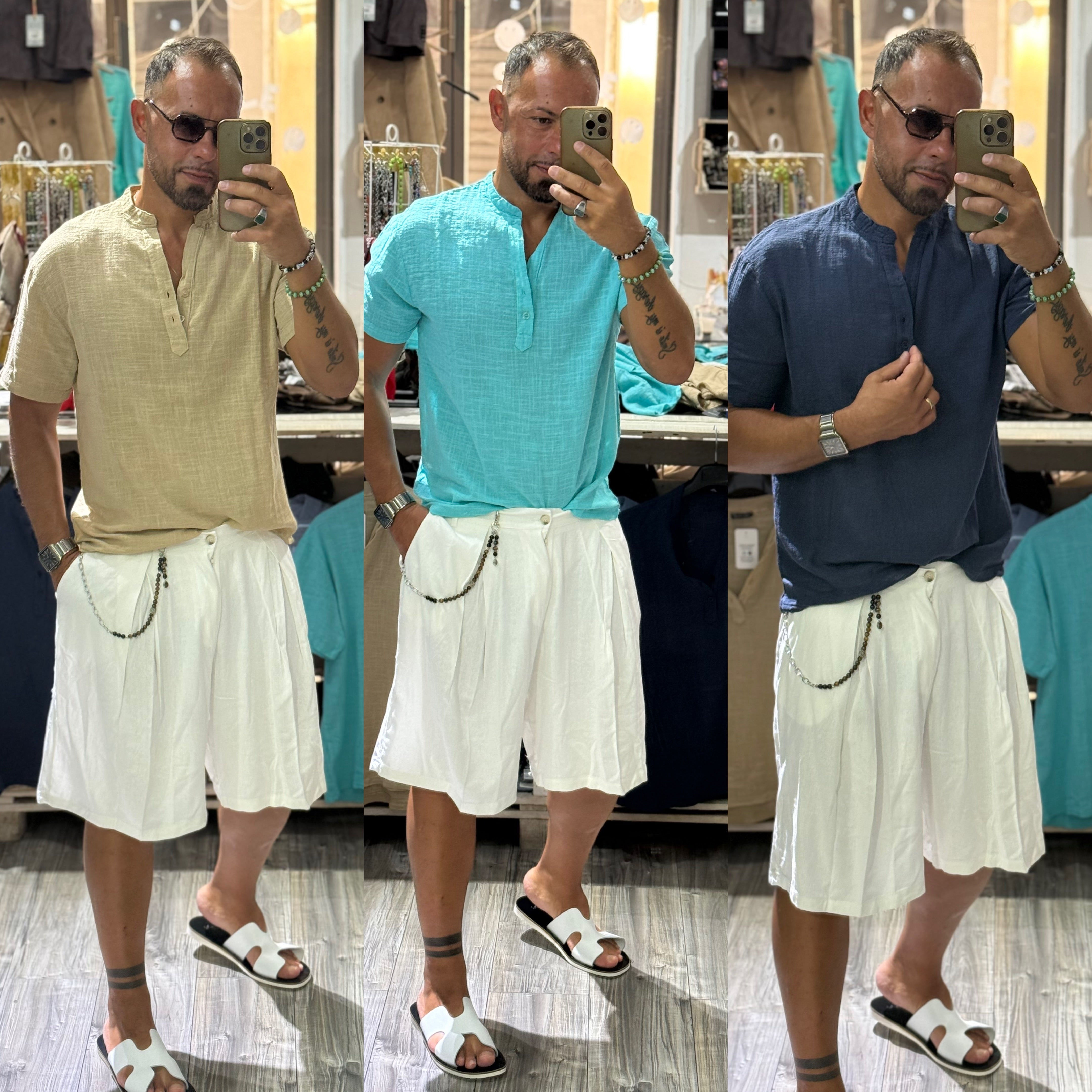 Combo camicia e bermuda In lino coordinato malibu’