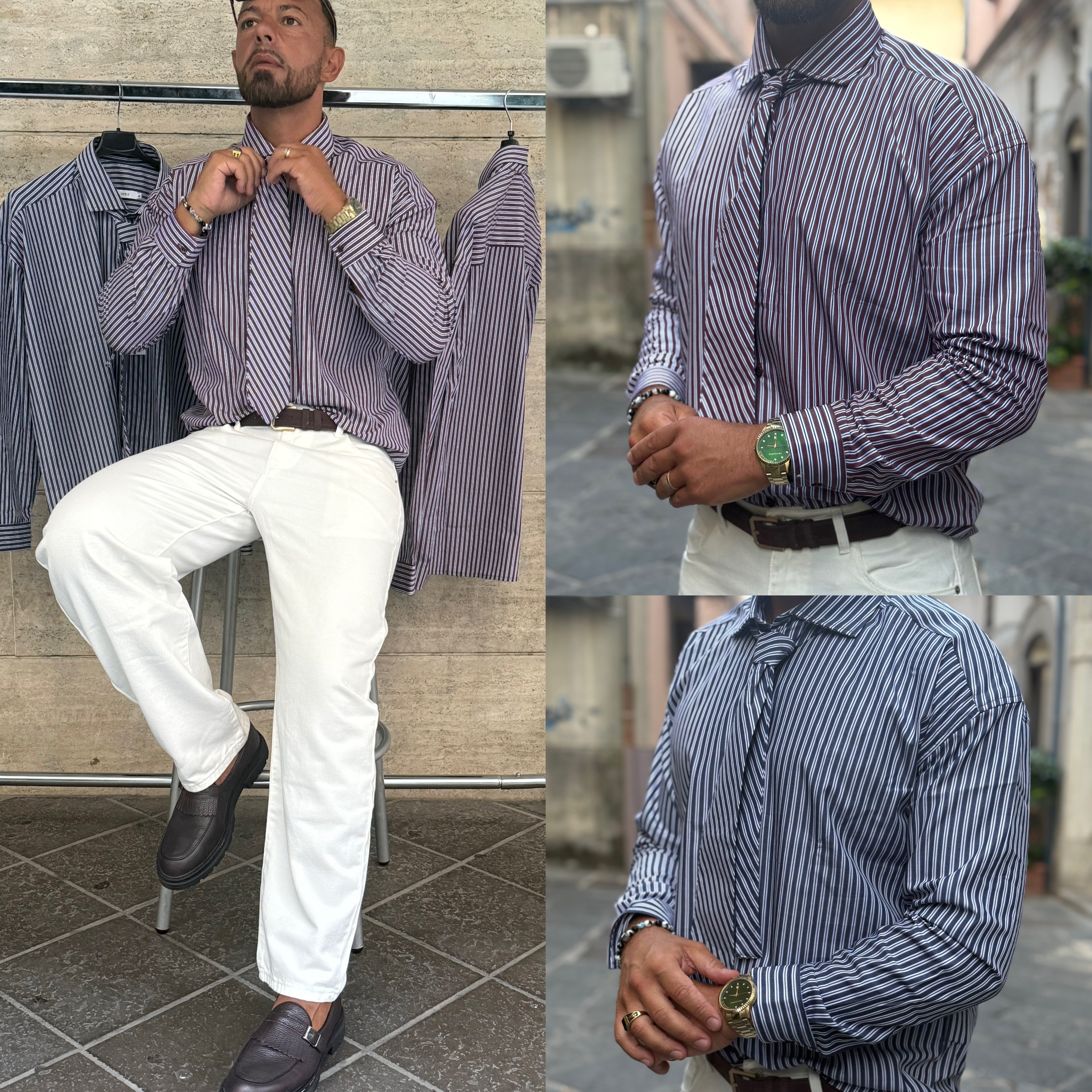 Camicia e cravatta riga college Overd