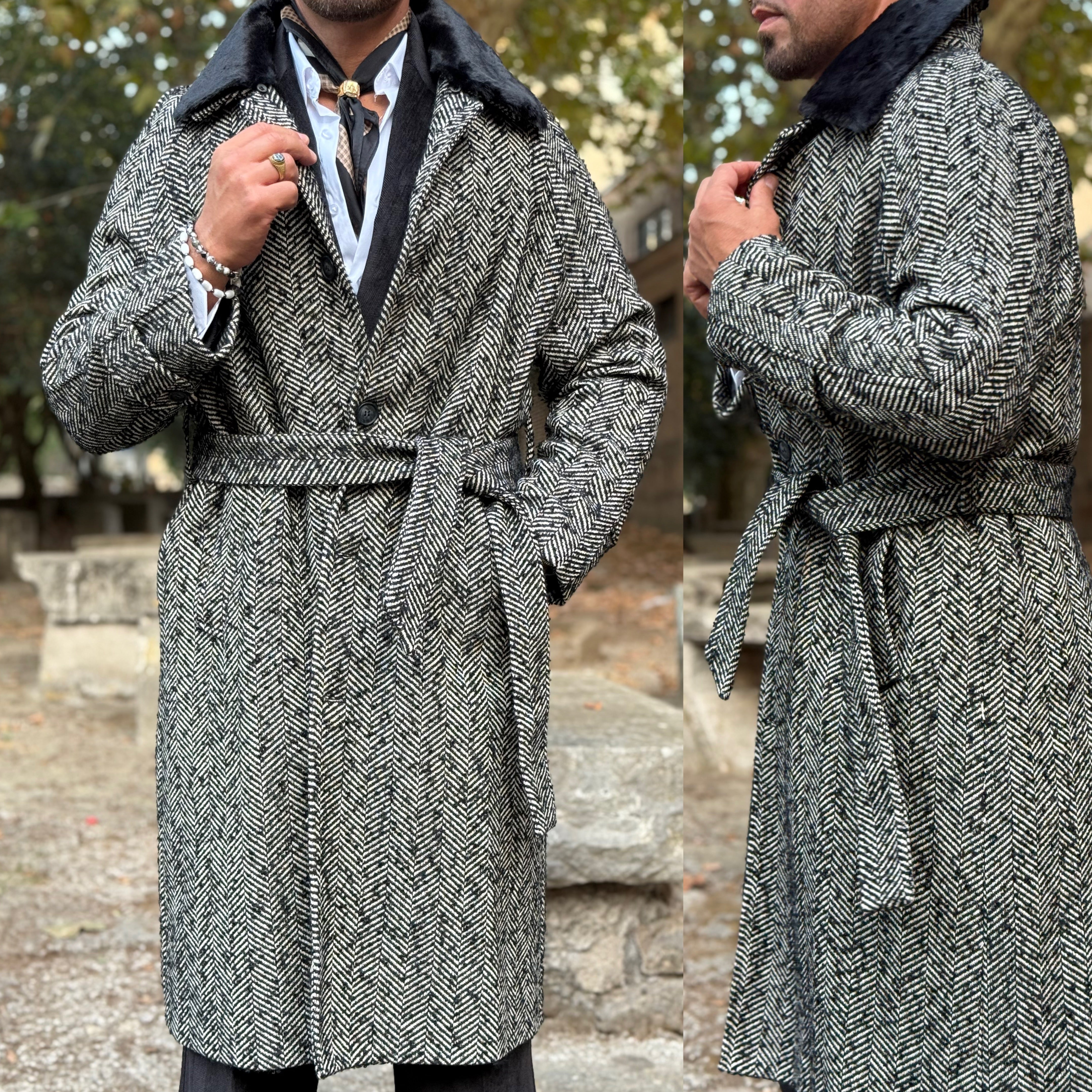Cappotto con pelliccia e cintura Overd