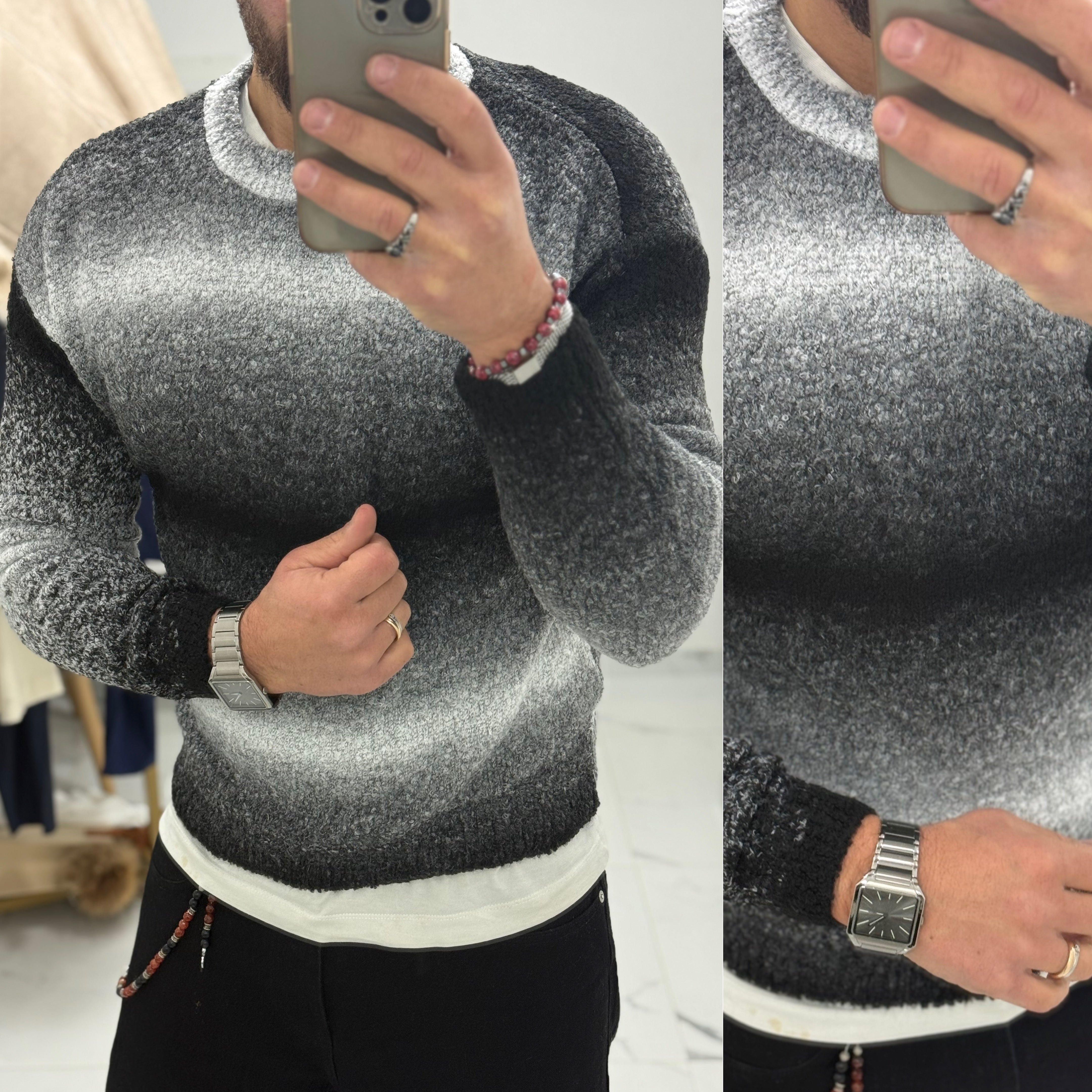 Maglione girocollo sfumato bouclé