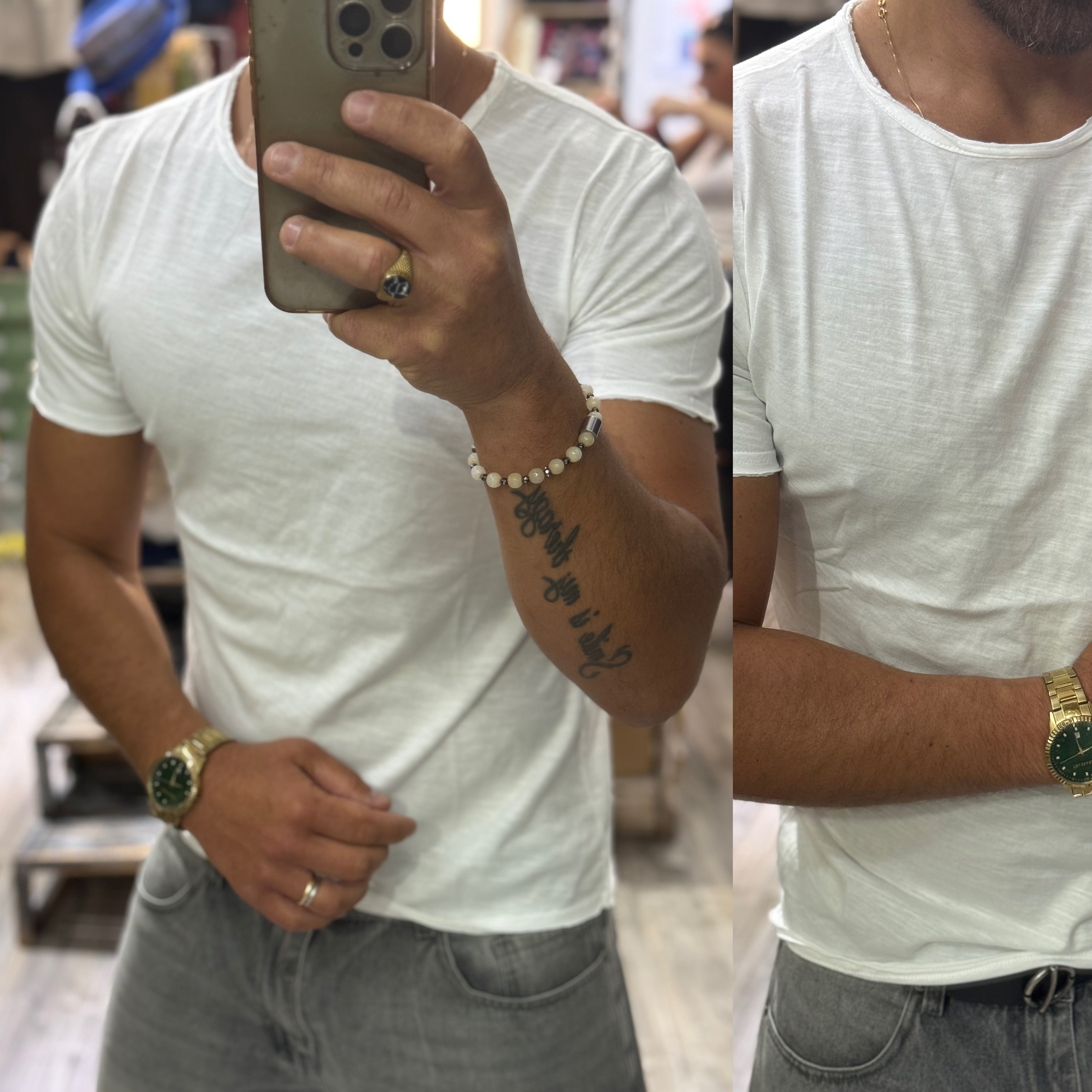T-shirt cotone fiammato taglio vivo Ddsmile