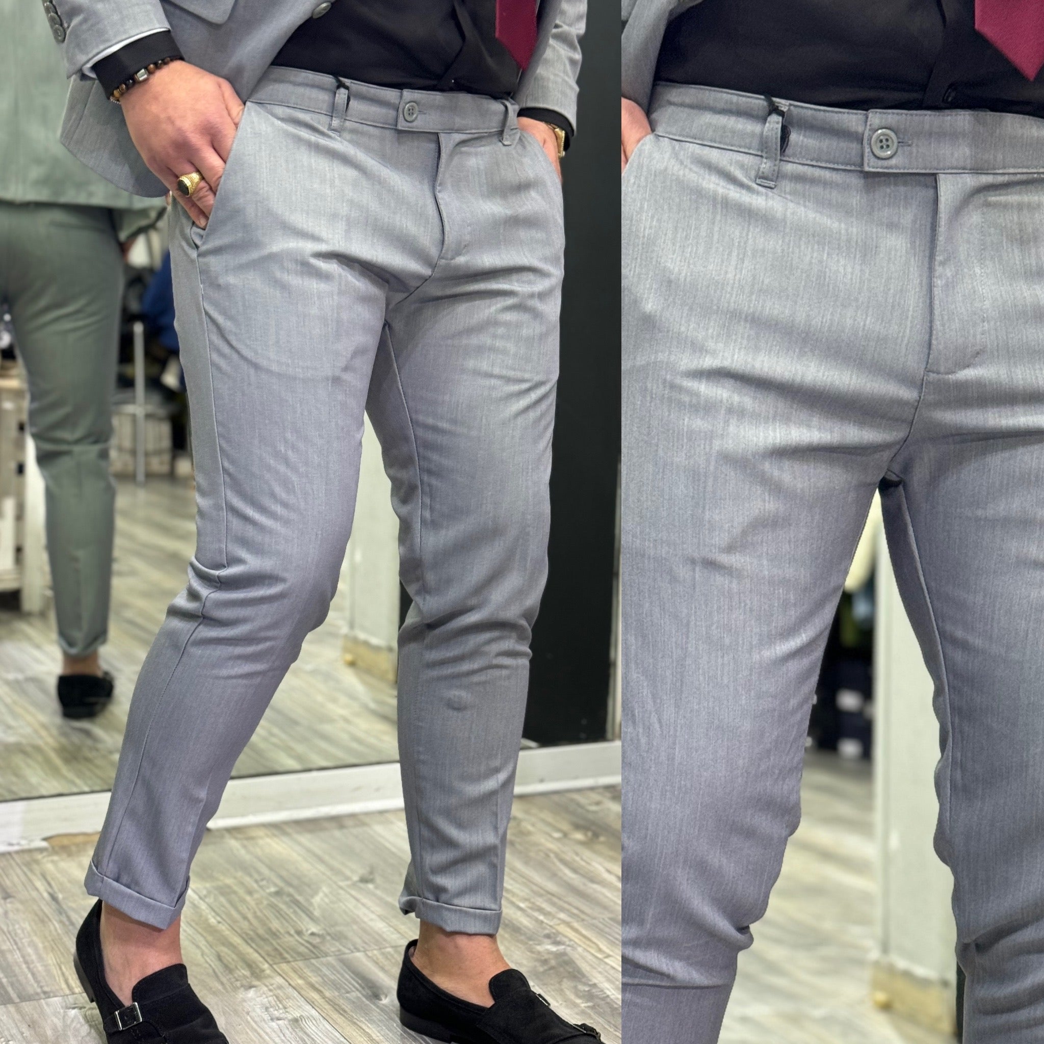 Abito Monopetto grigio giacca pantalone sartoriale Roma