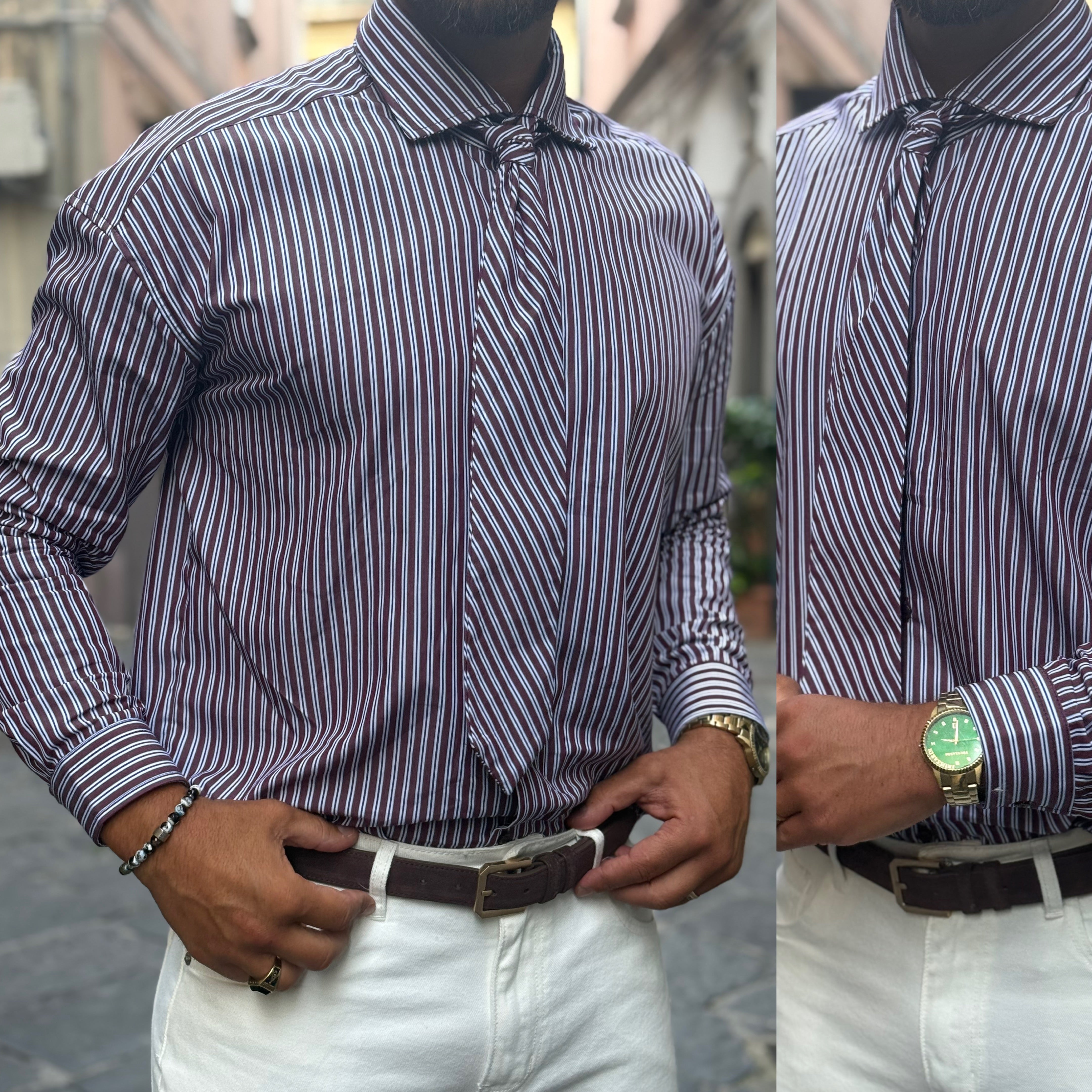 Camicia e cravatta riga college Overd