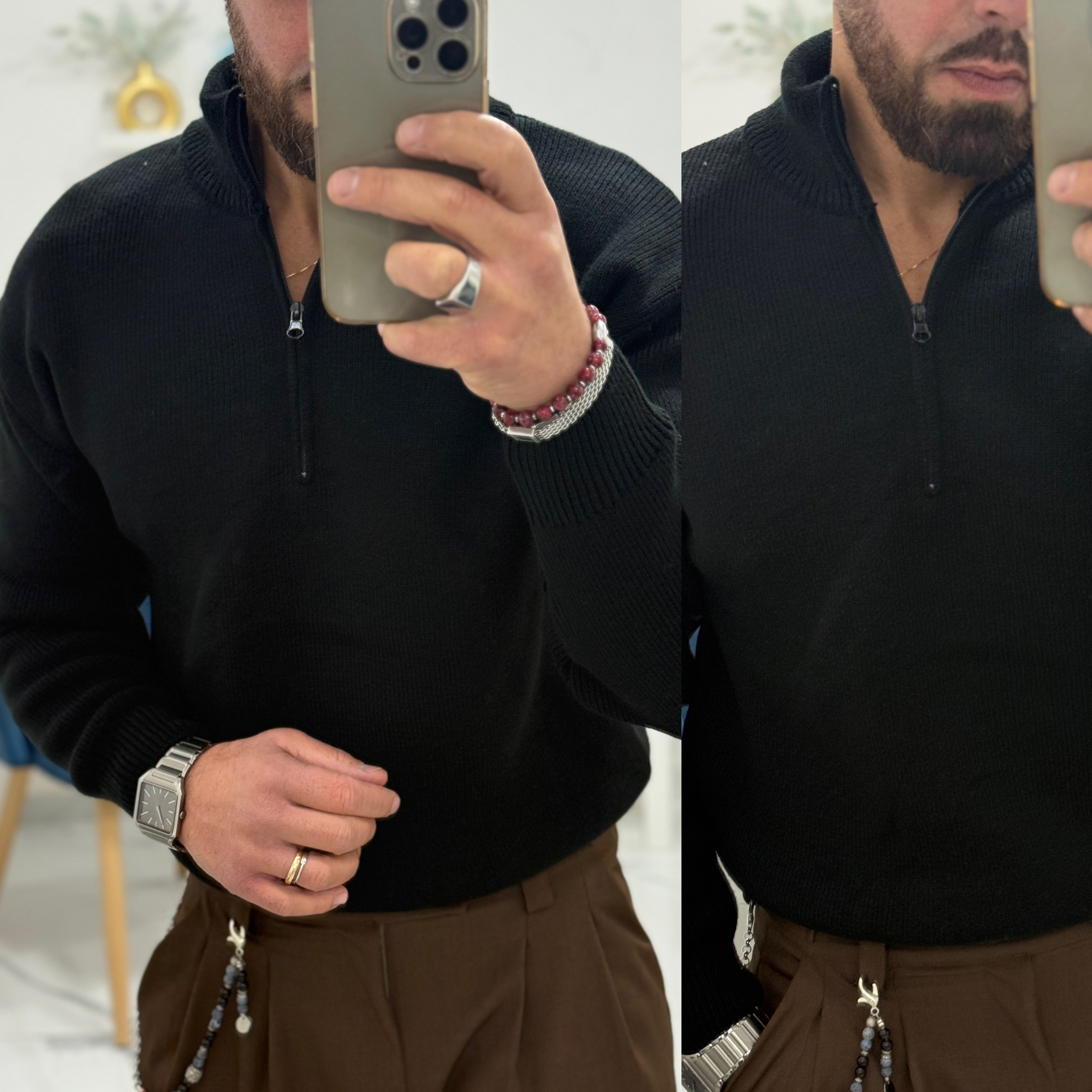 Maglione mezzocollo zip Style