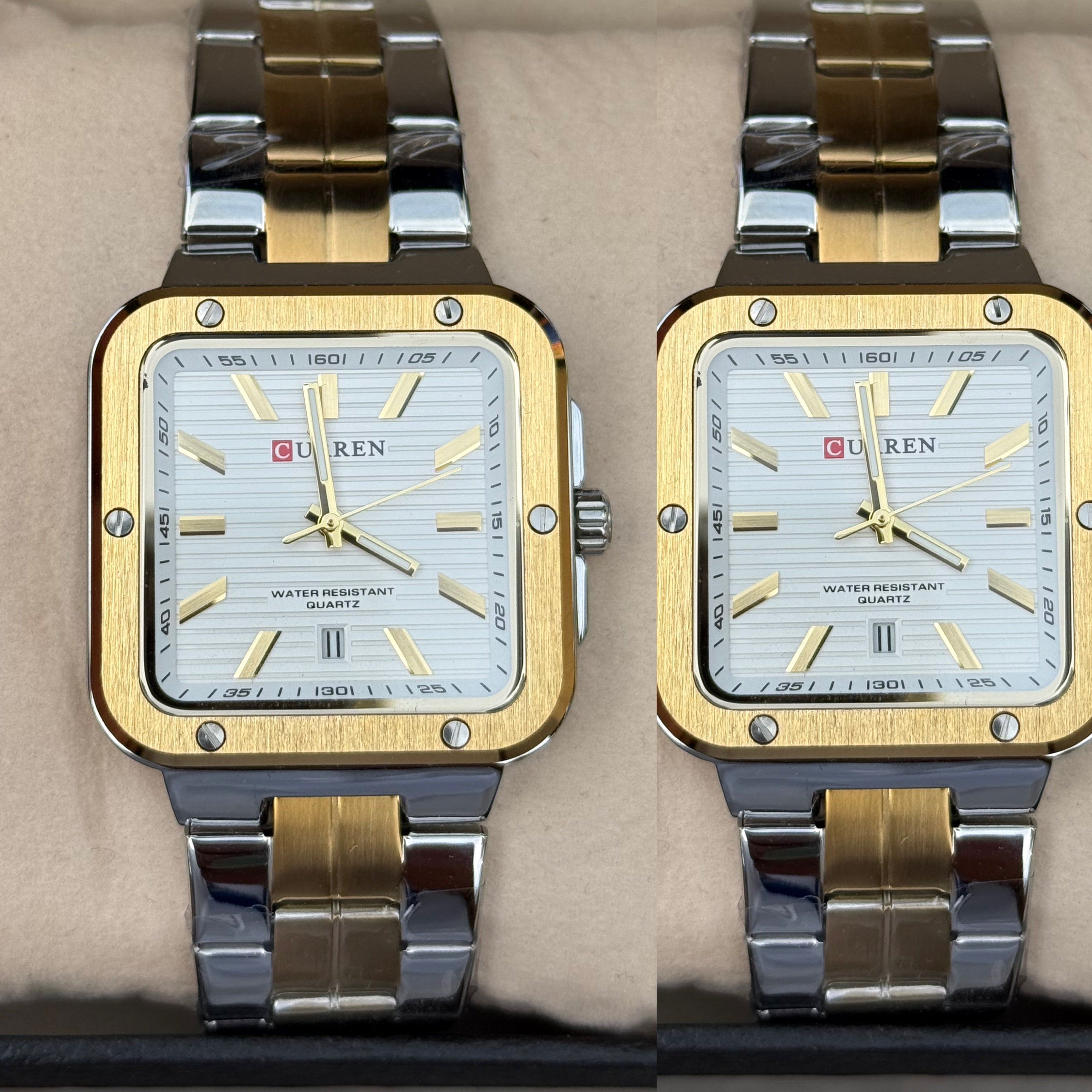 Orologio gold quadrato in acciaio Vintage