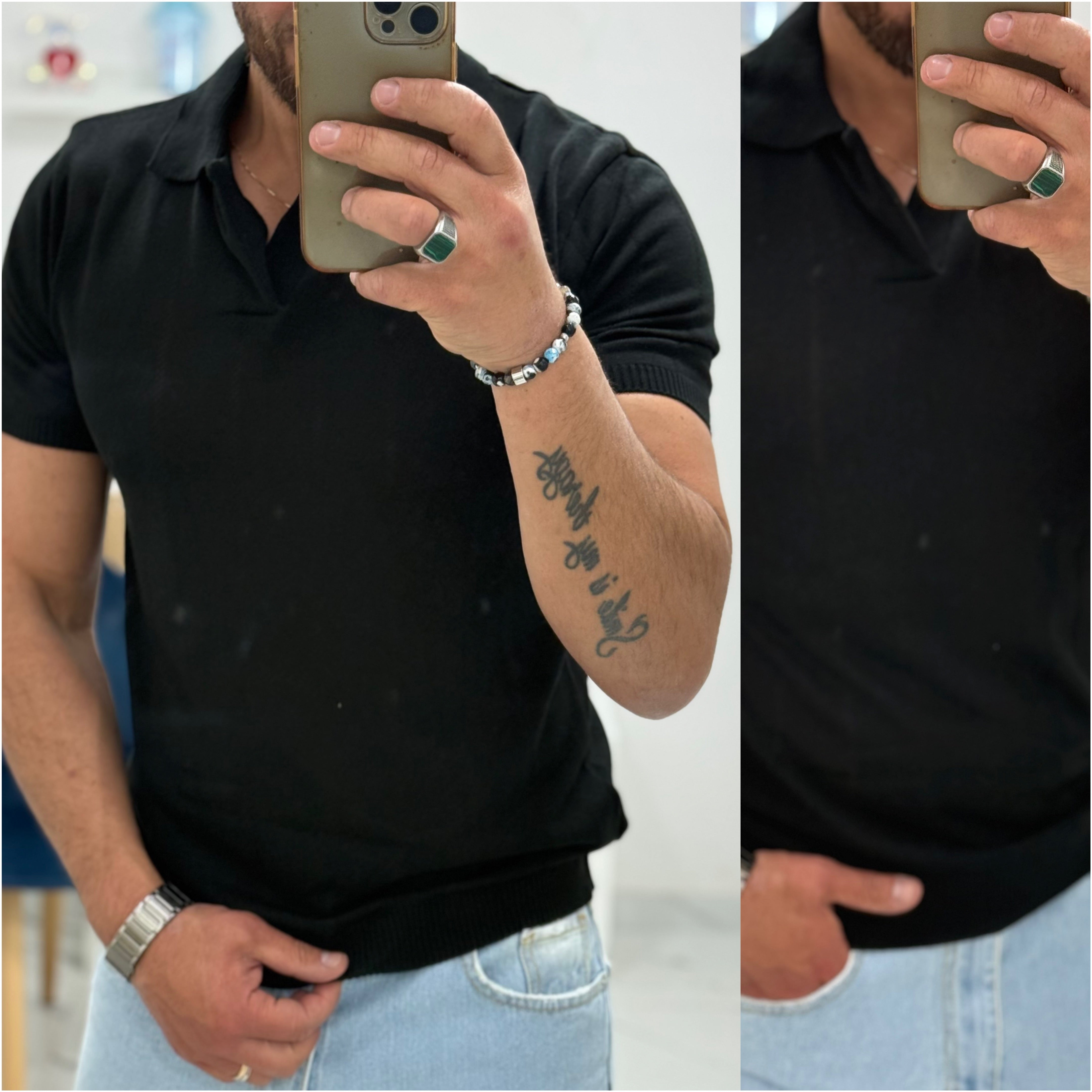Polo di filo senza bottoni Slim Milan