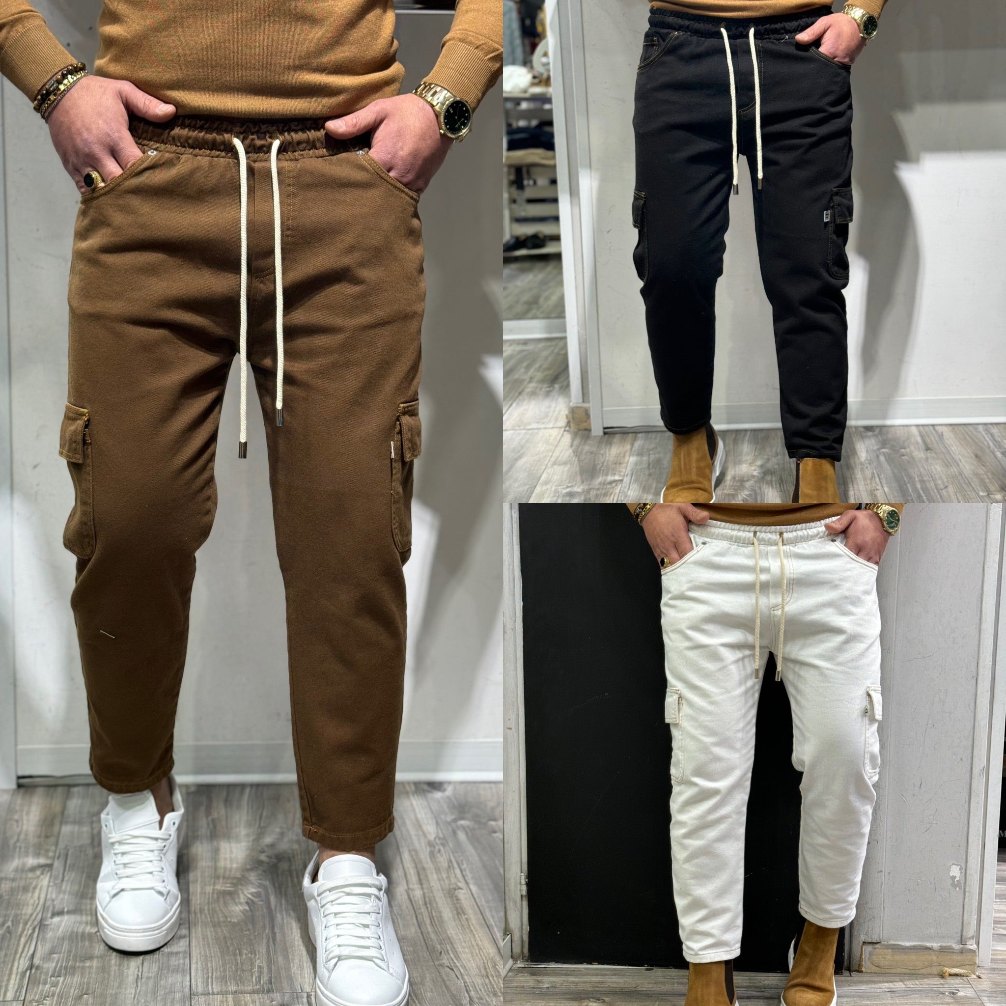 Jeans cargo Capri baggy italian