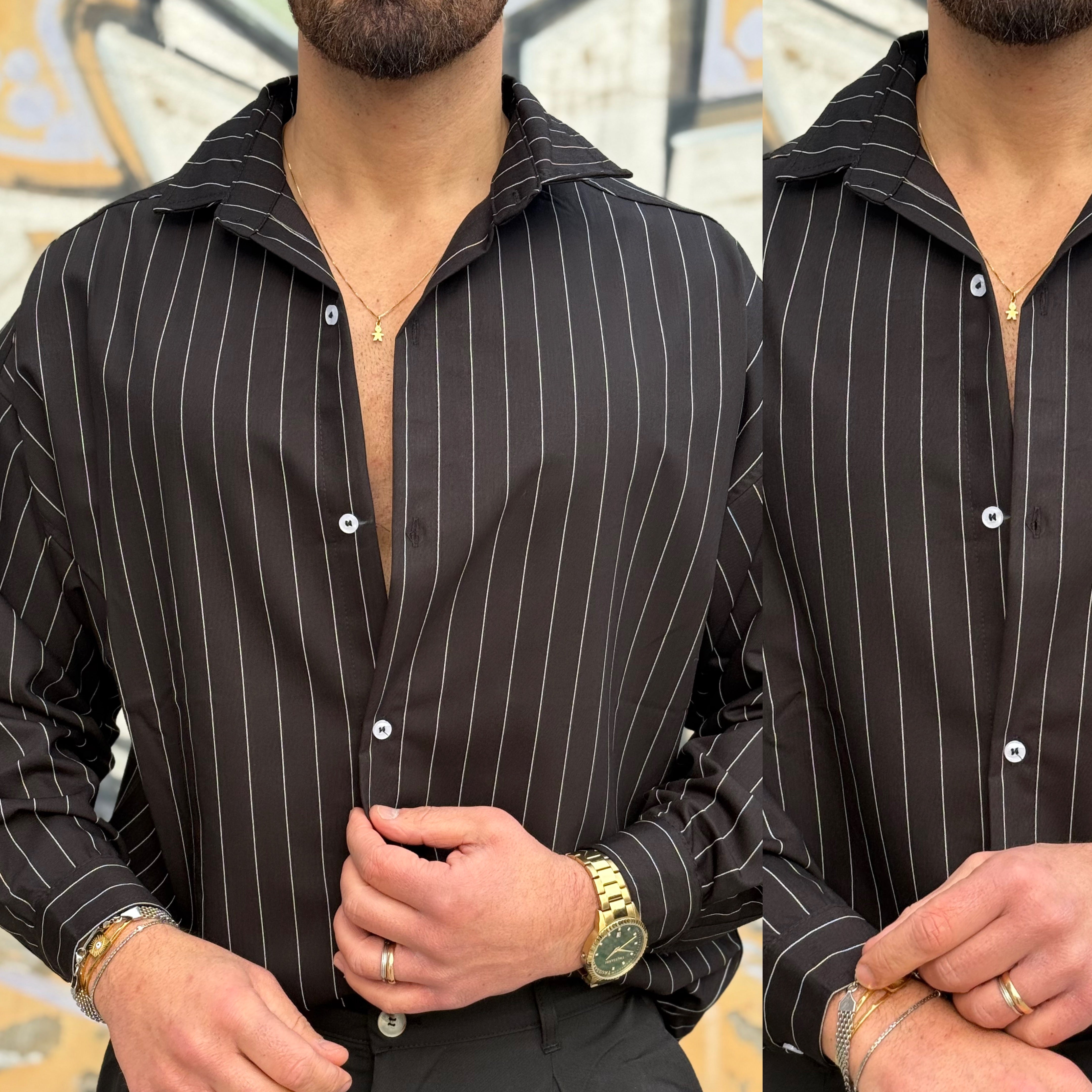 Camicia collo francese gessata duca homme