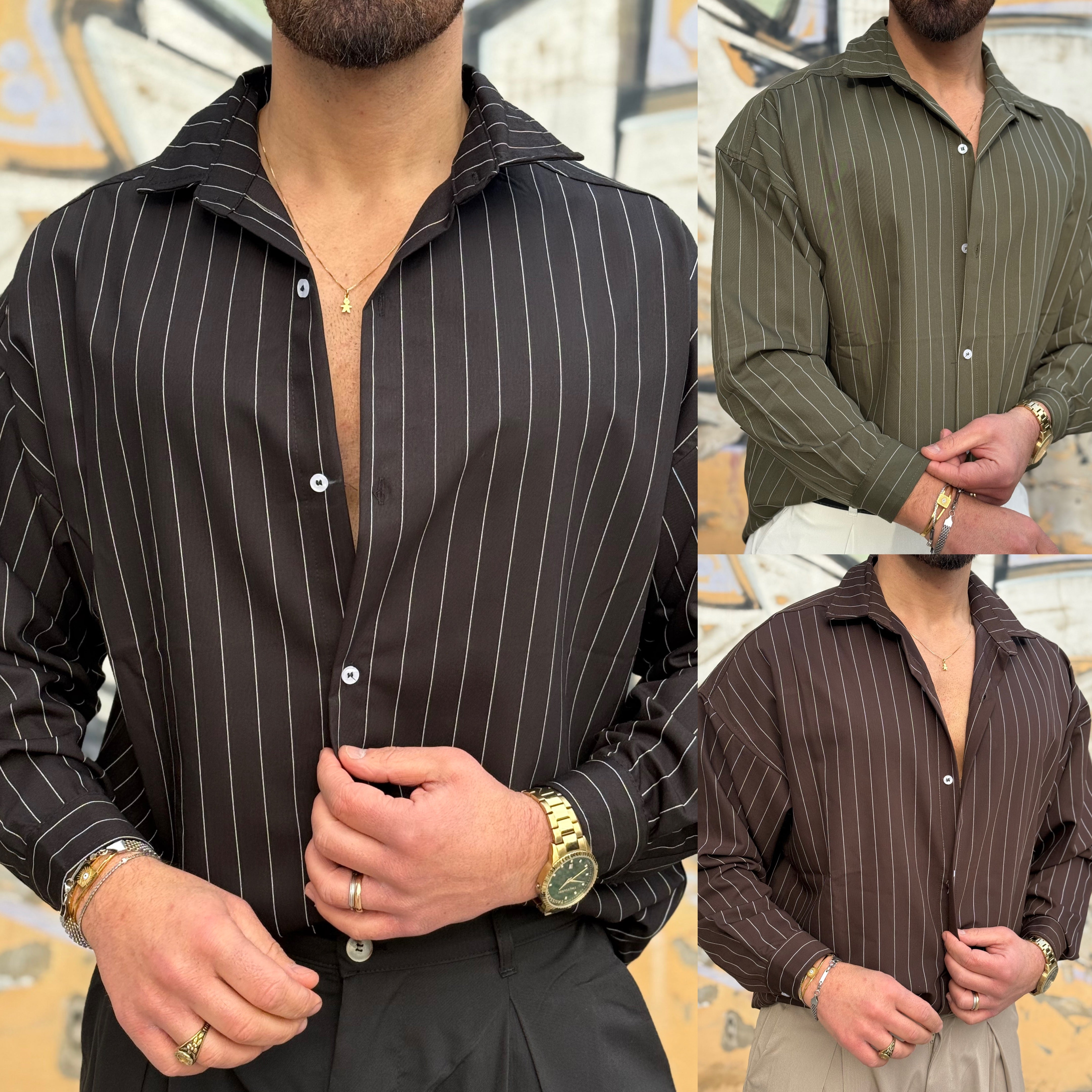 Camicia collo francese gessata duca homme