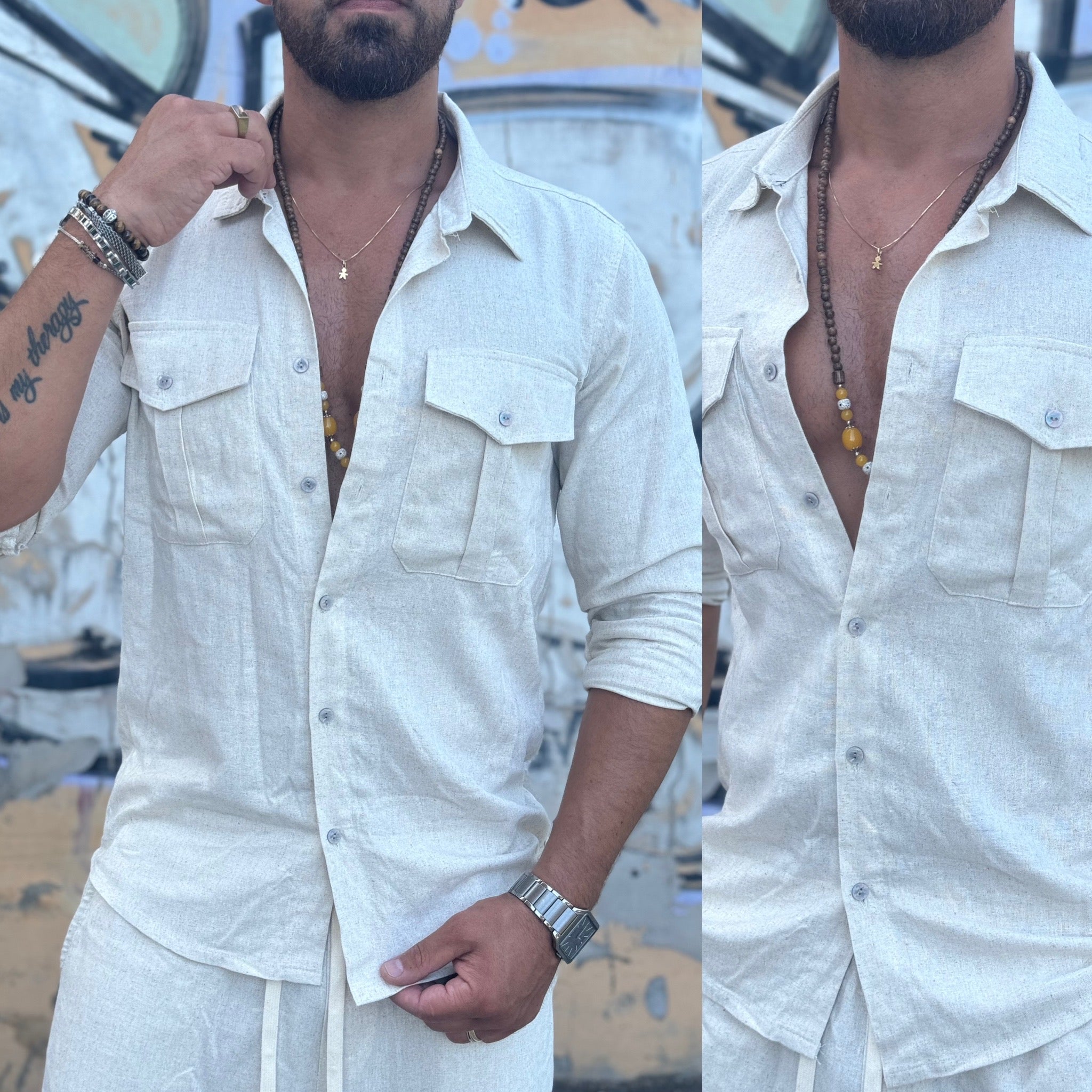 Coordinato camicia Sariana e bermuda in lino Milan