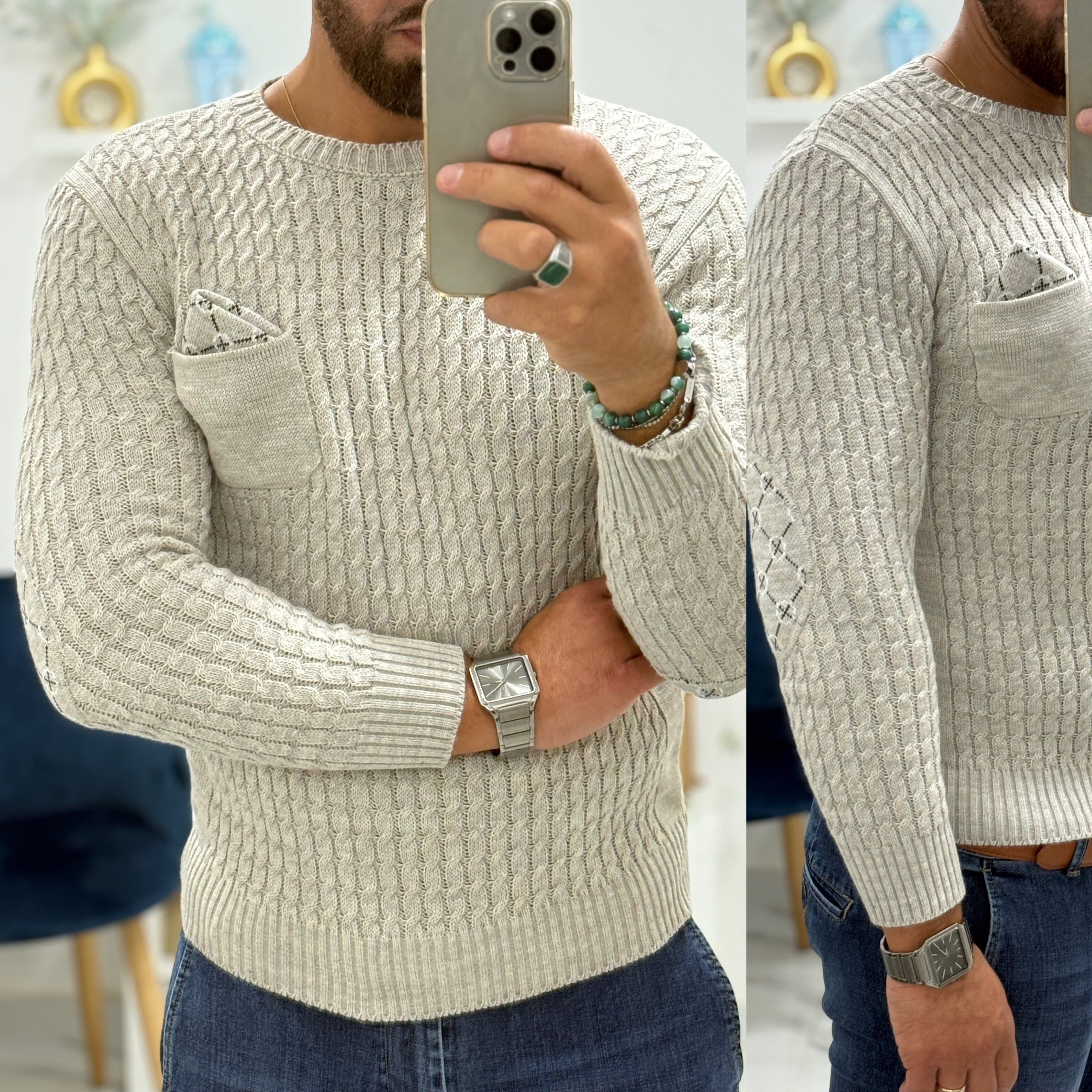 Maglione pochette e toppa slim Madrid