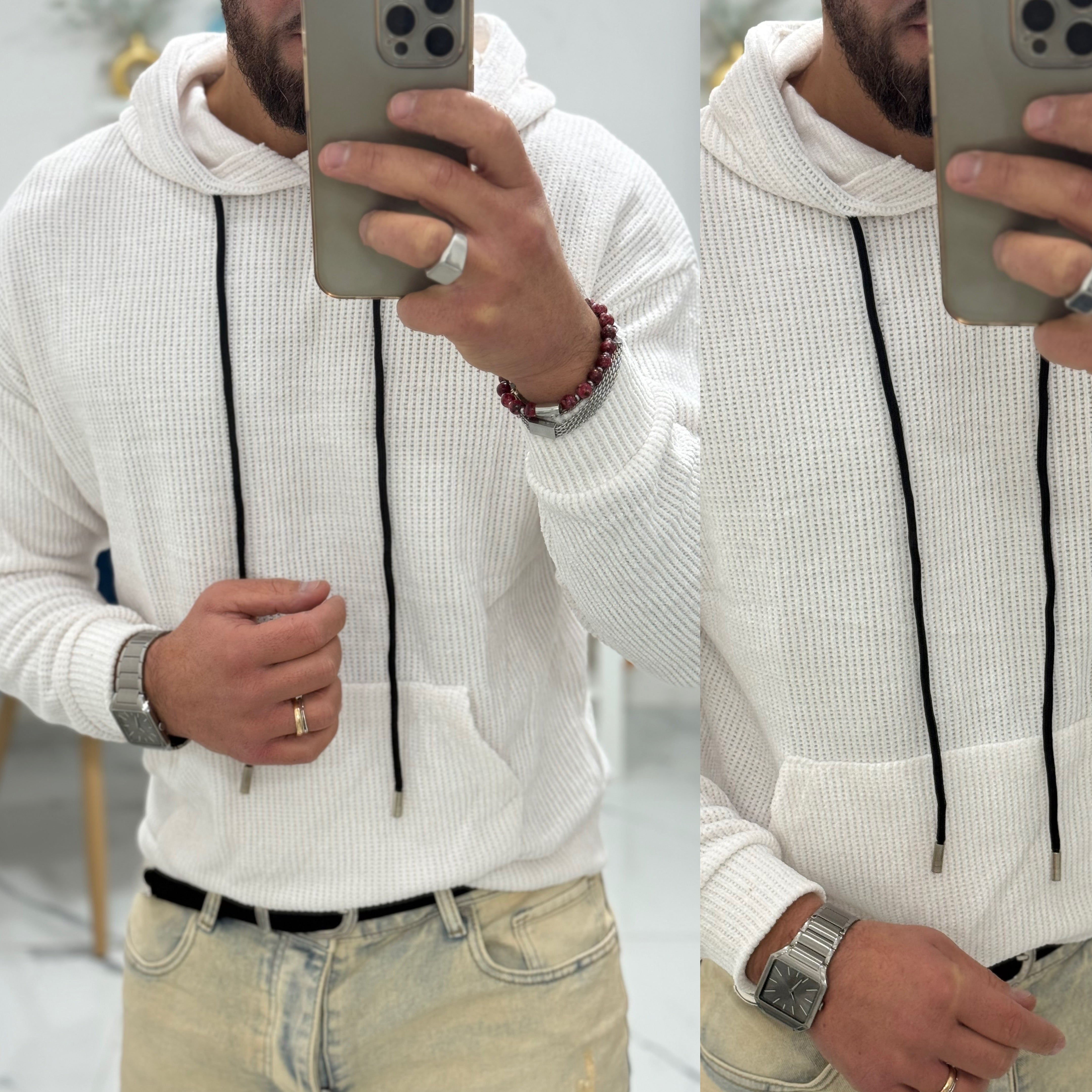 Felpa in ciniglia con cappuccio maglione London