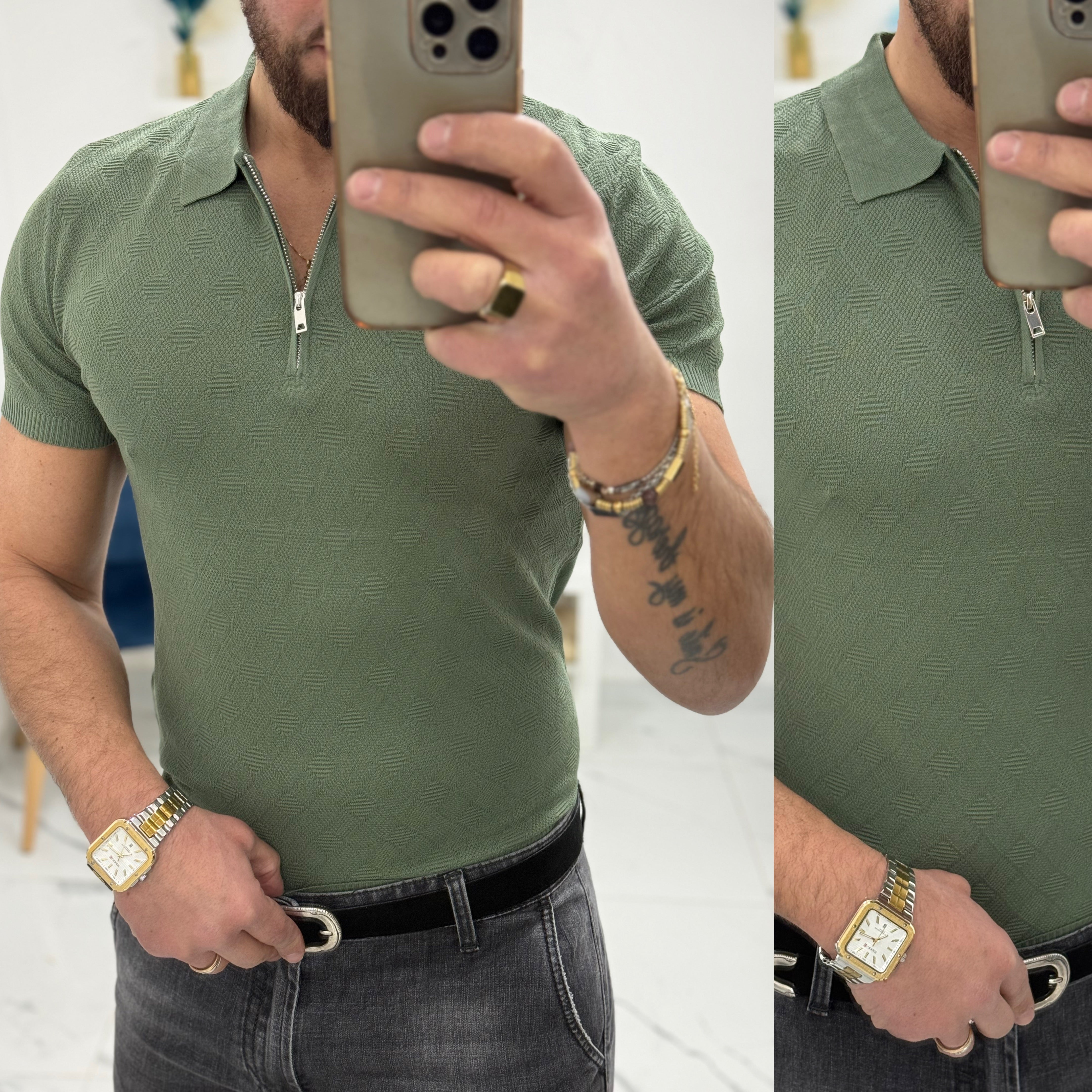 Polo manica porta con zip Milan