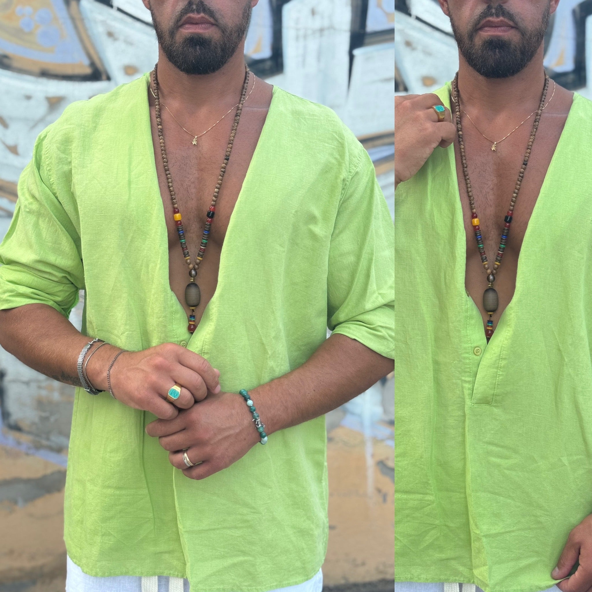 Camicia coreana in lino malibu