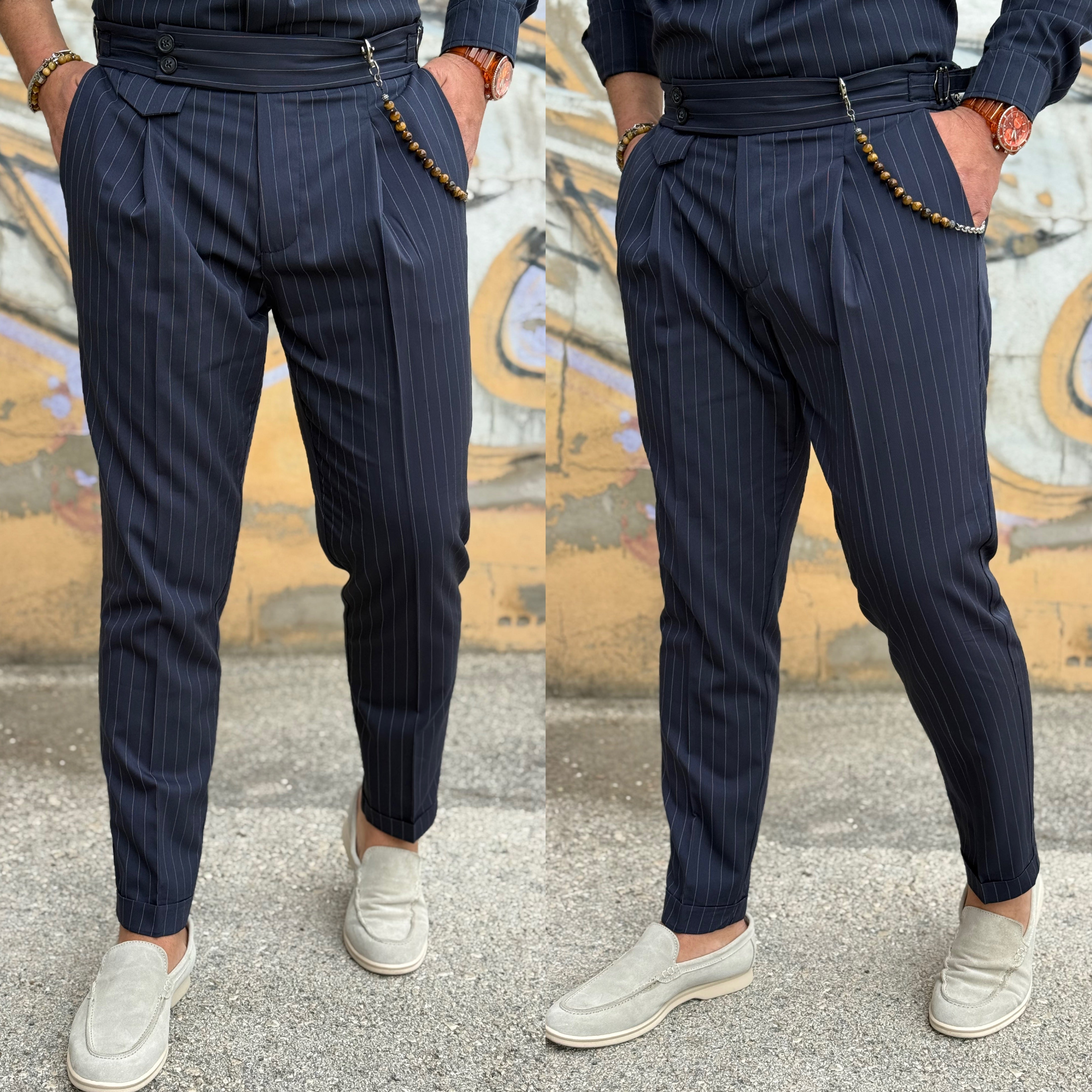 Coordinato gessato pantalone e camicione London