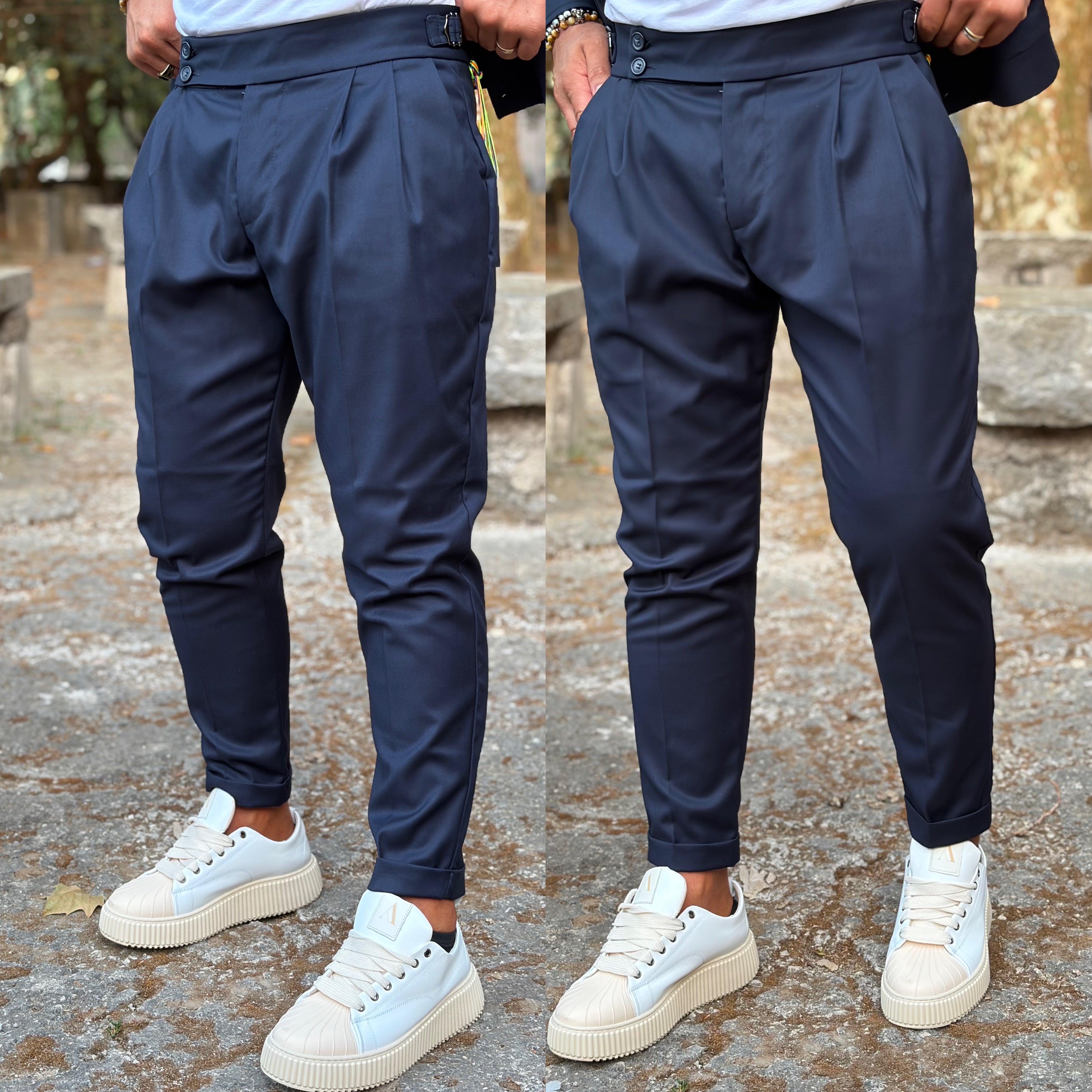 Coordinato sariano limited pantalone vita alta e giacca zaffiro