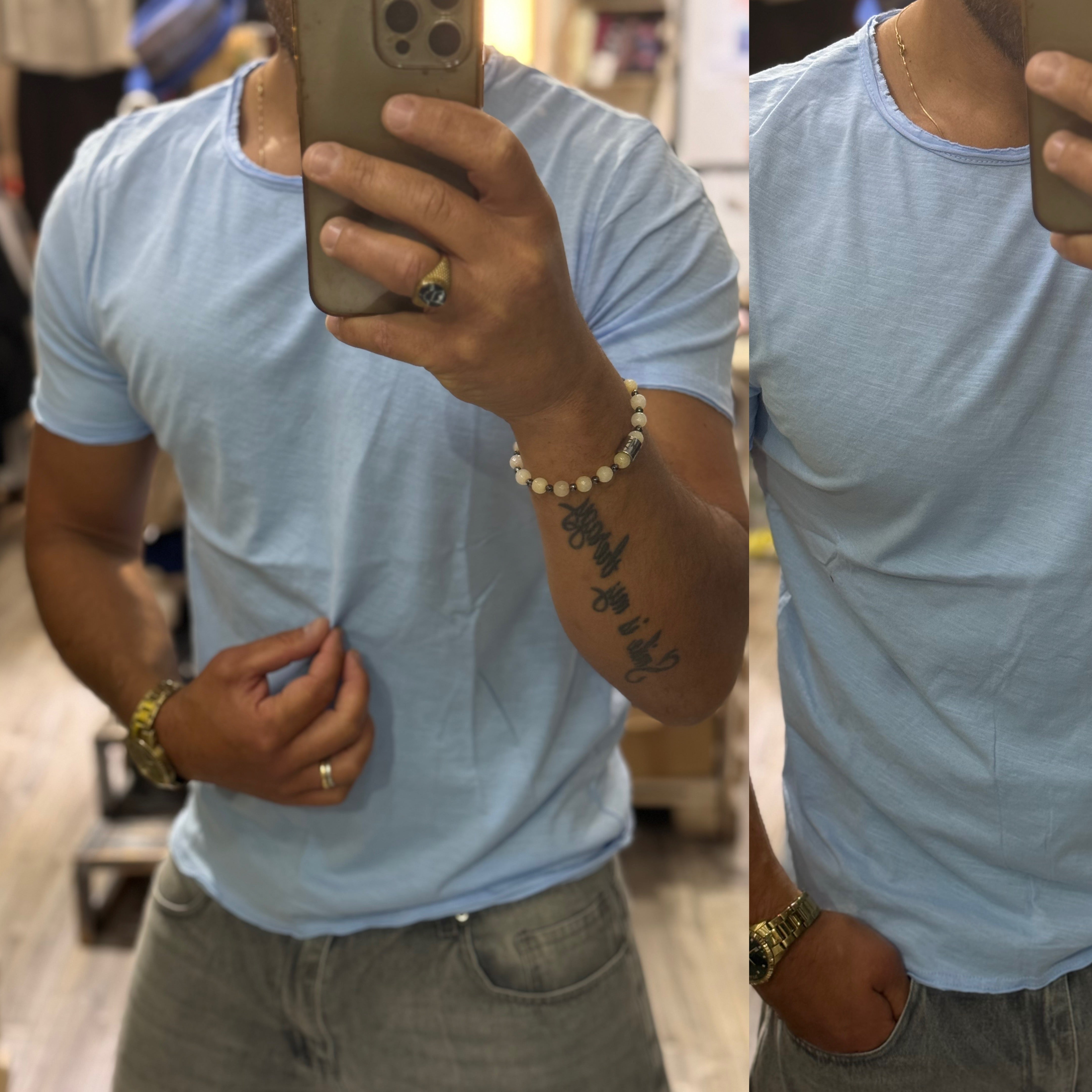 T-shirt cotone fiammato taglio vivo Ddsmile