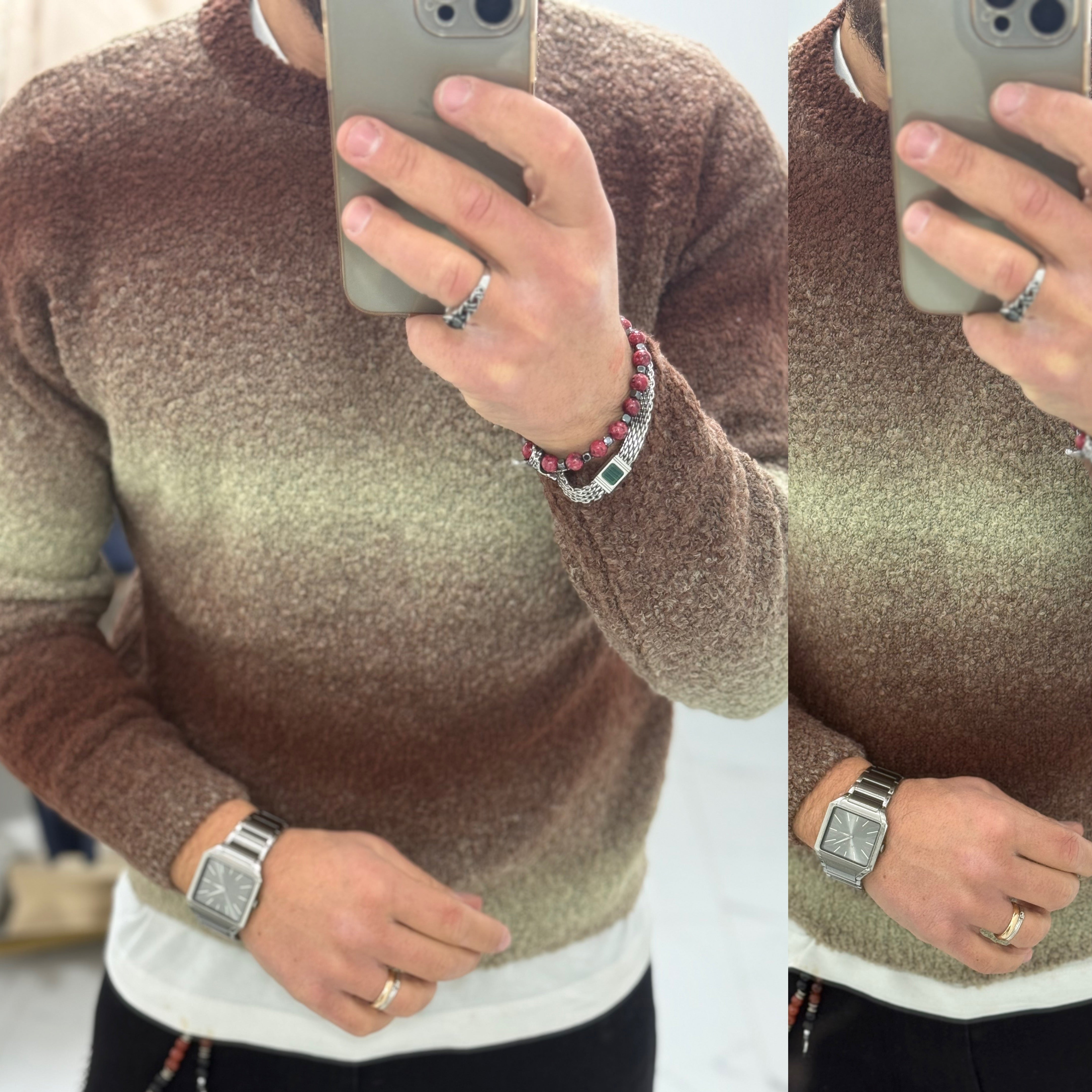 Maglione girocollo sfumato bouclé