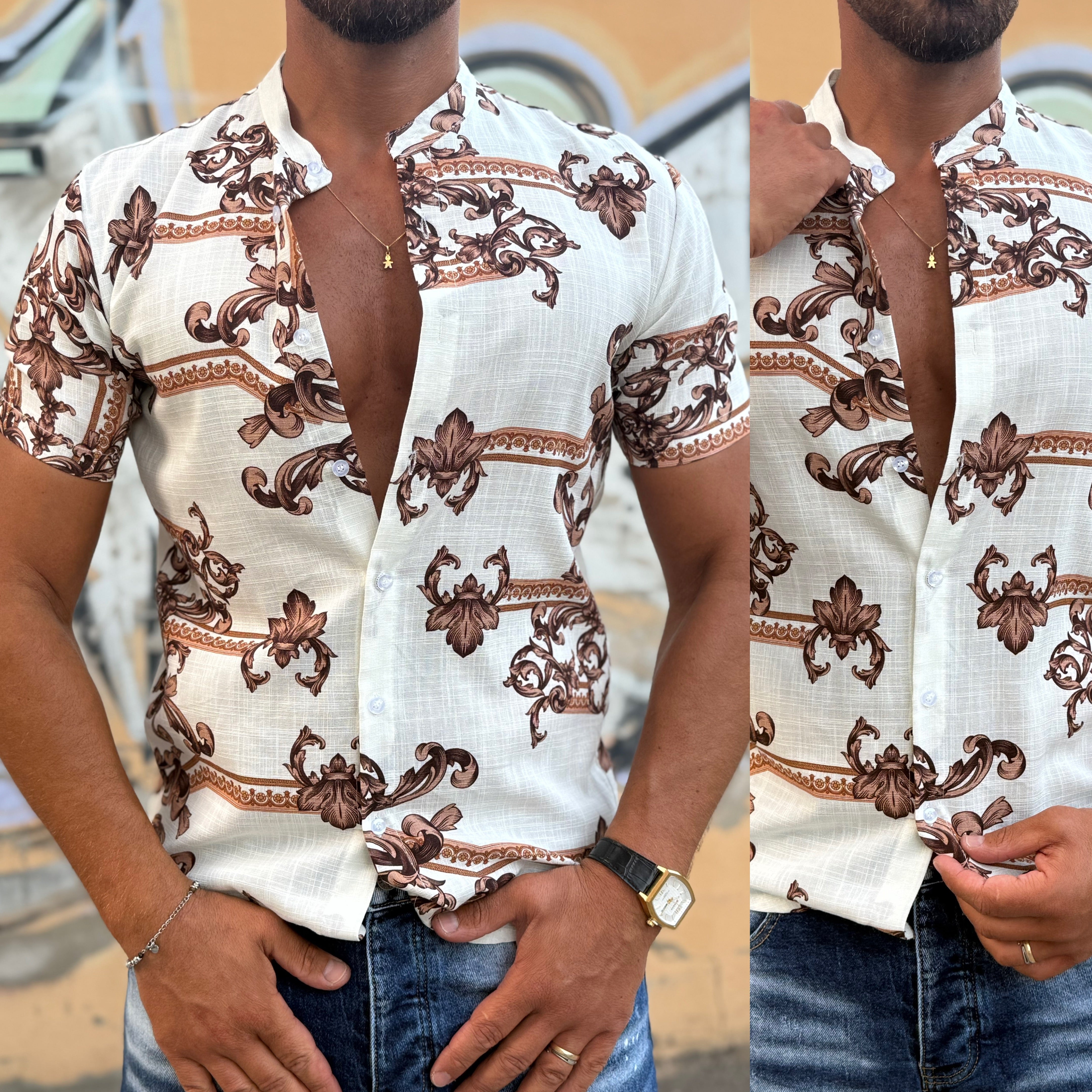 Camicia coreana in lino Picasso