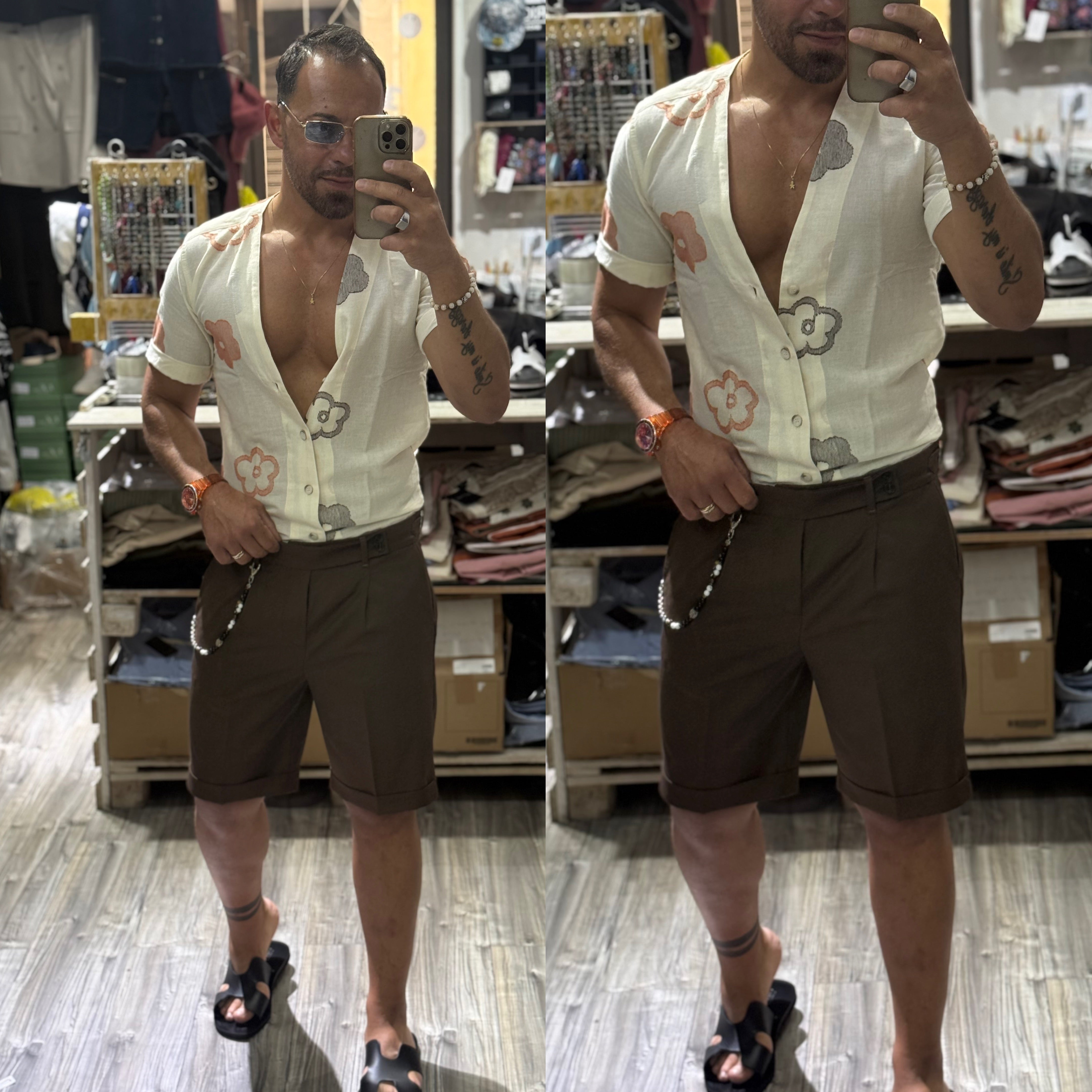 Camicia Ibiza scollata in lino