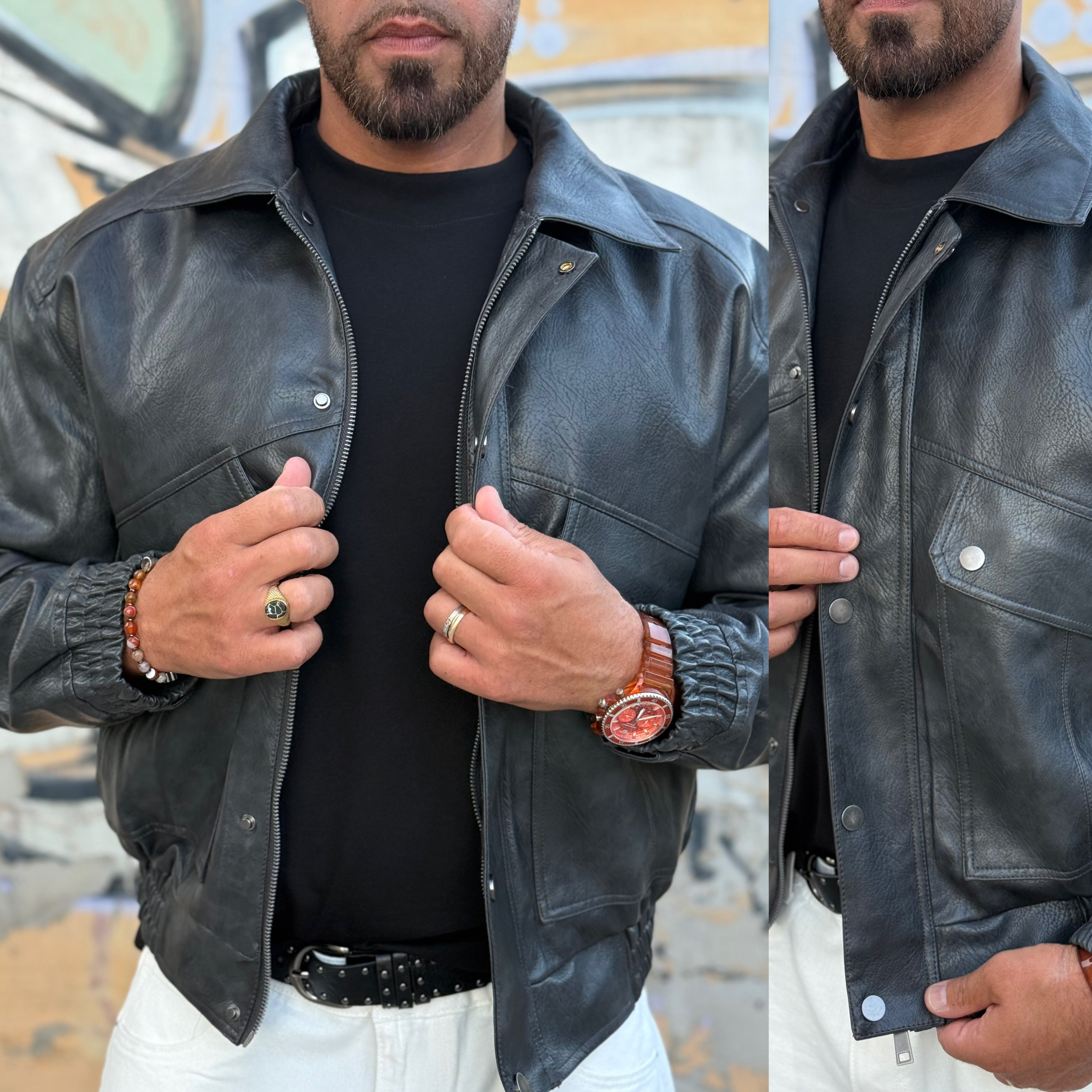Giubbino zip e bottoni cropped