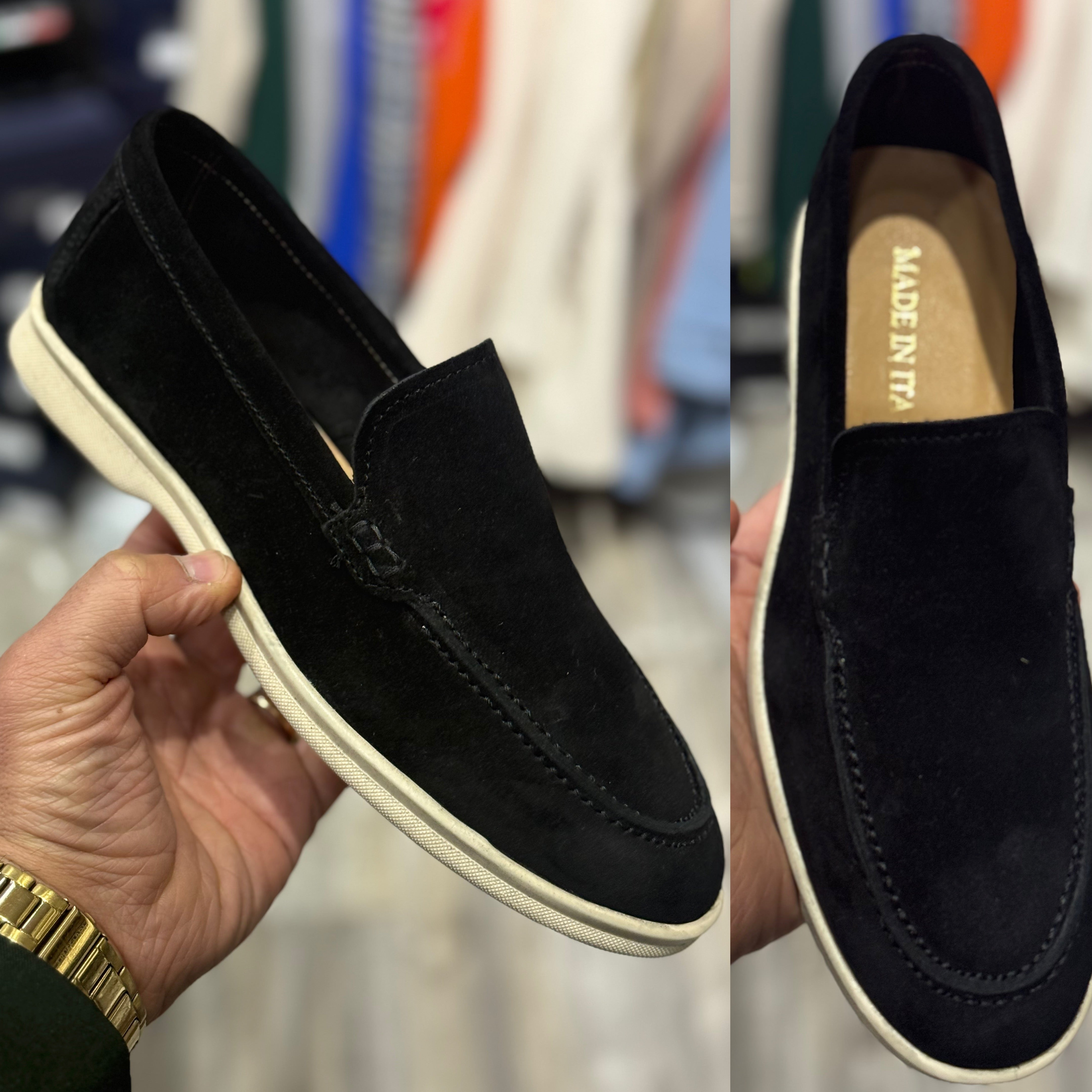 Mocassino pantofola in camoscio Florence