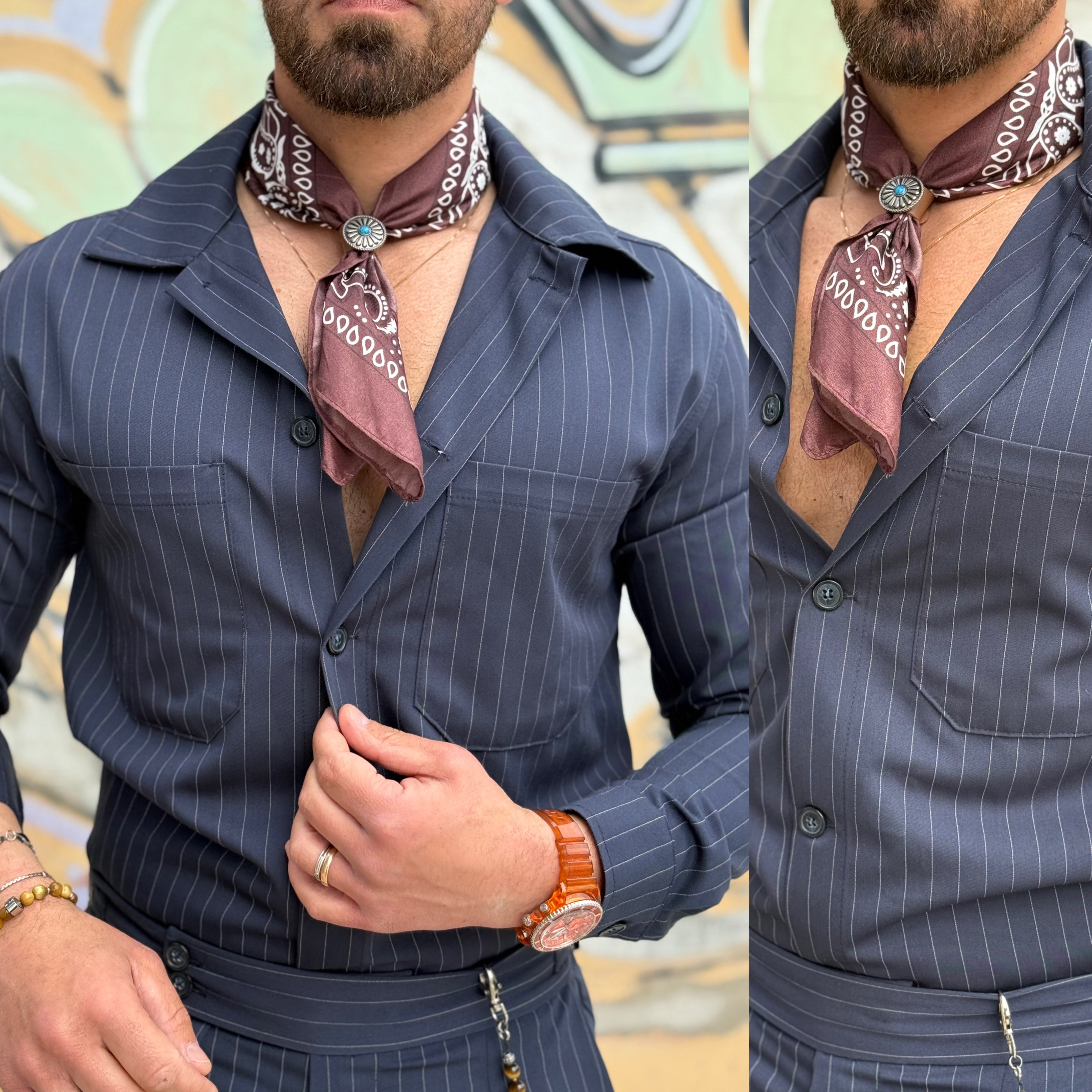 Coordinato gessato pantalone e camicione London