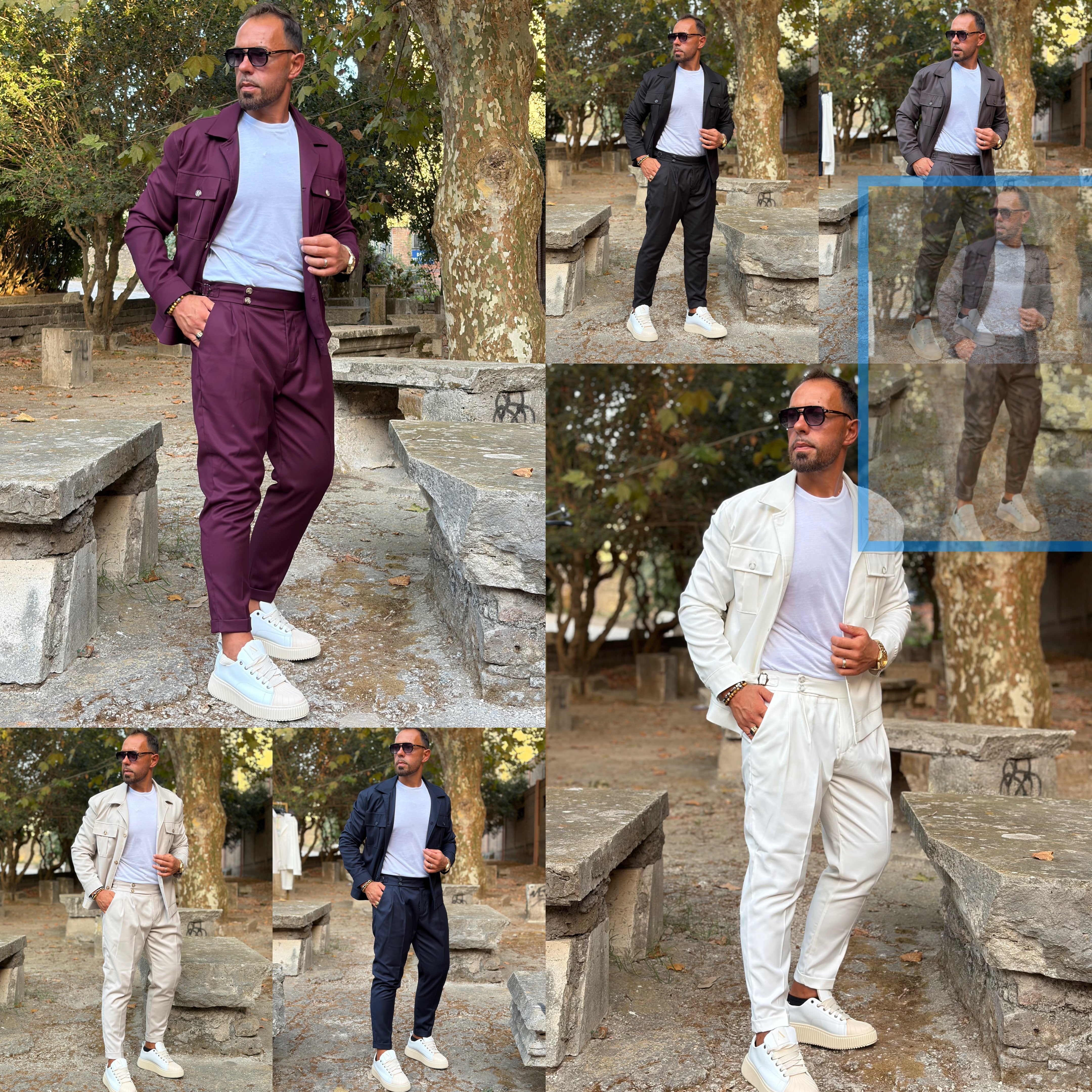 Coordinato sariano limited pantalone vita alta e giacca zaffiro
