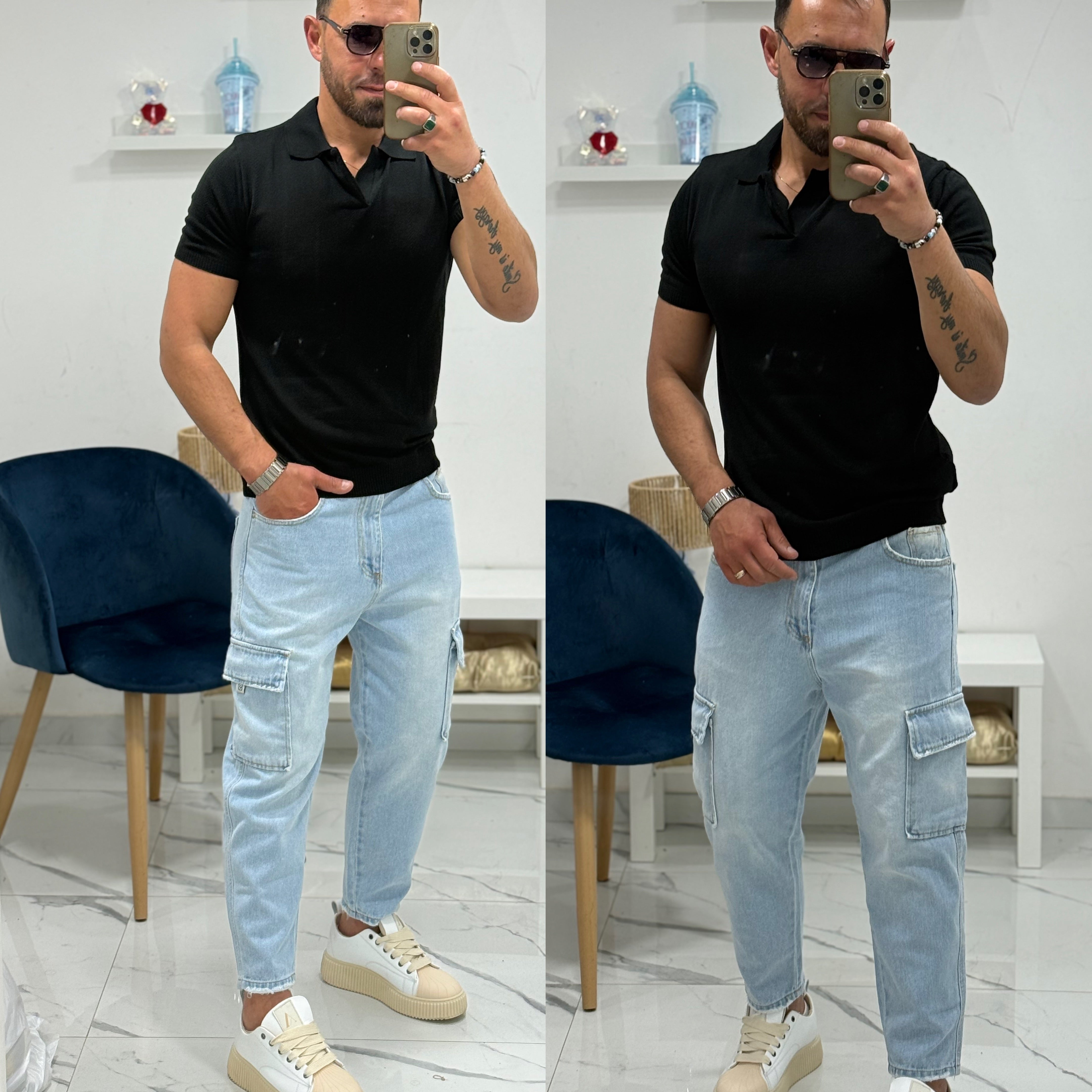 Polo di filo senza bottoni Slim Milan