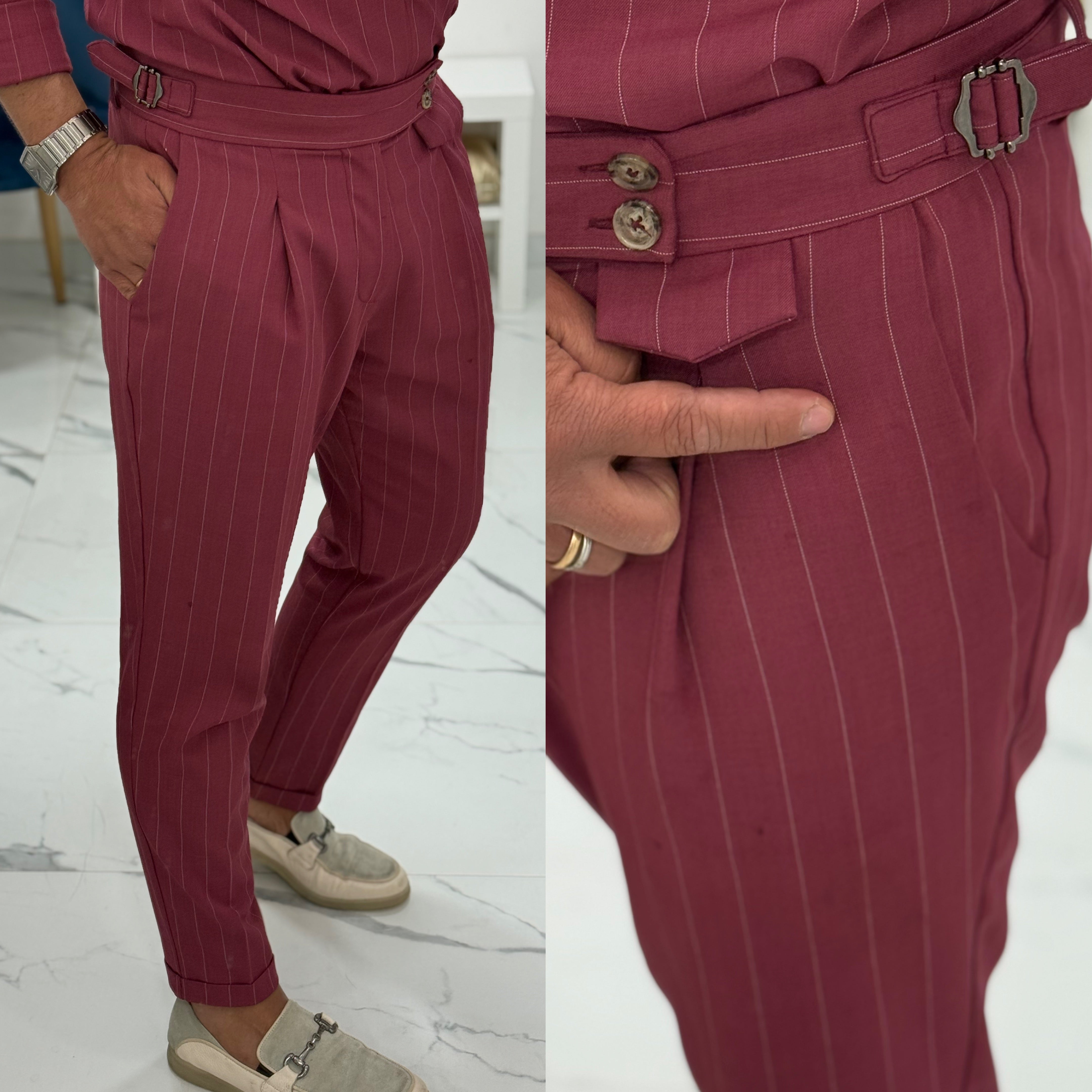 Coordinato gessato camicia e pantalone Paris