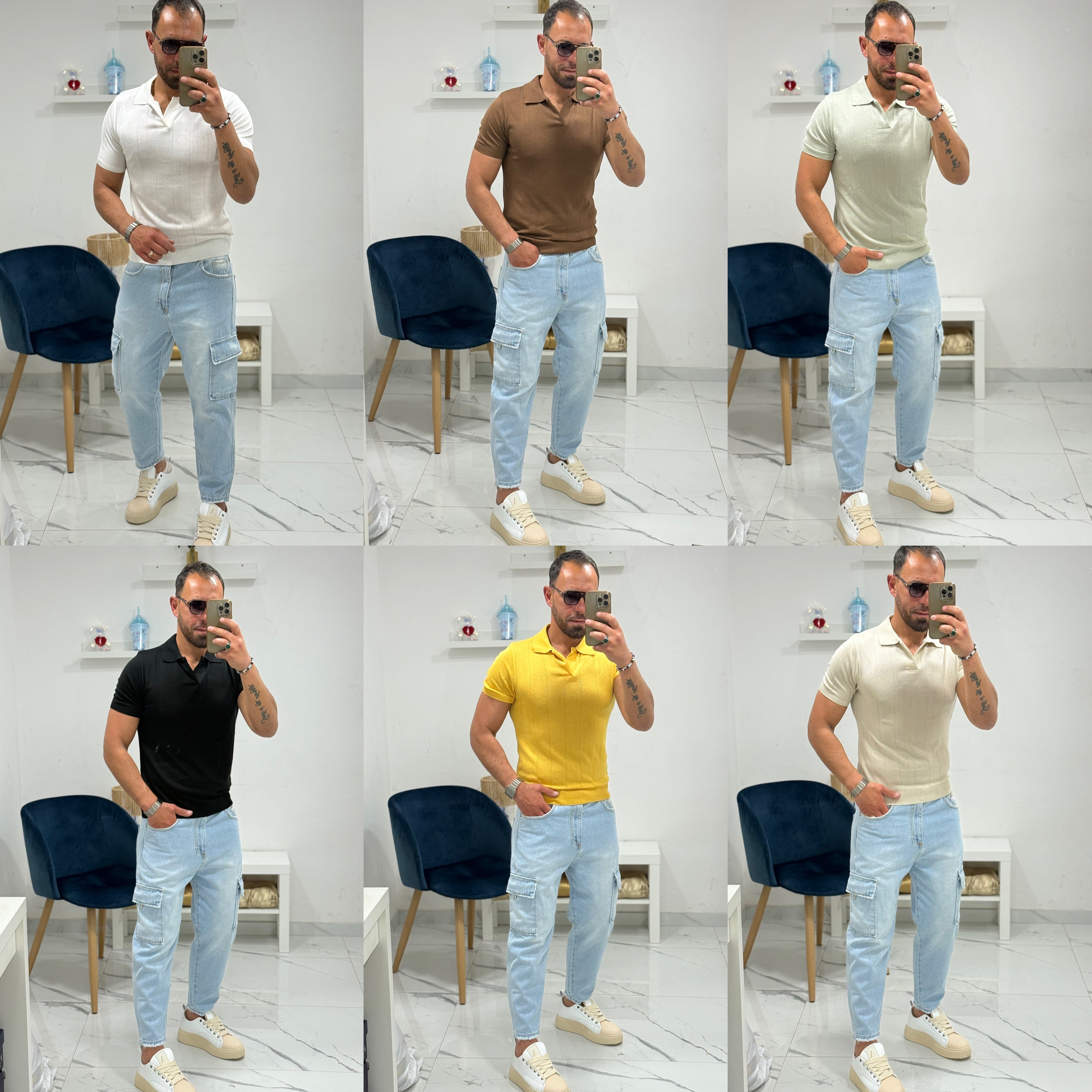 Polo di filo senza bottoni Slim Milan