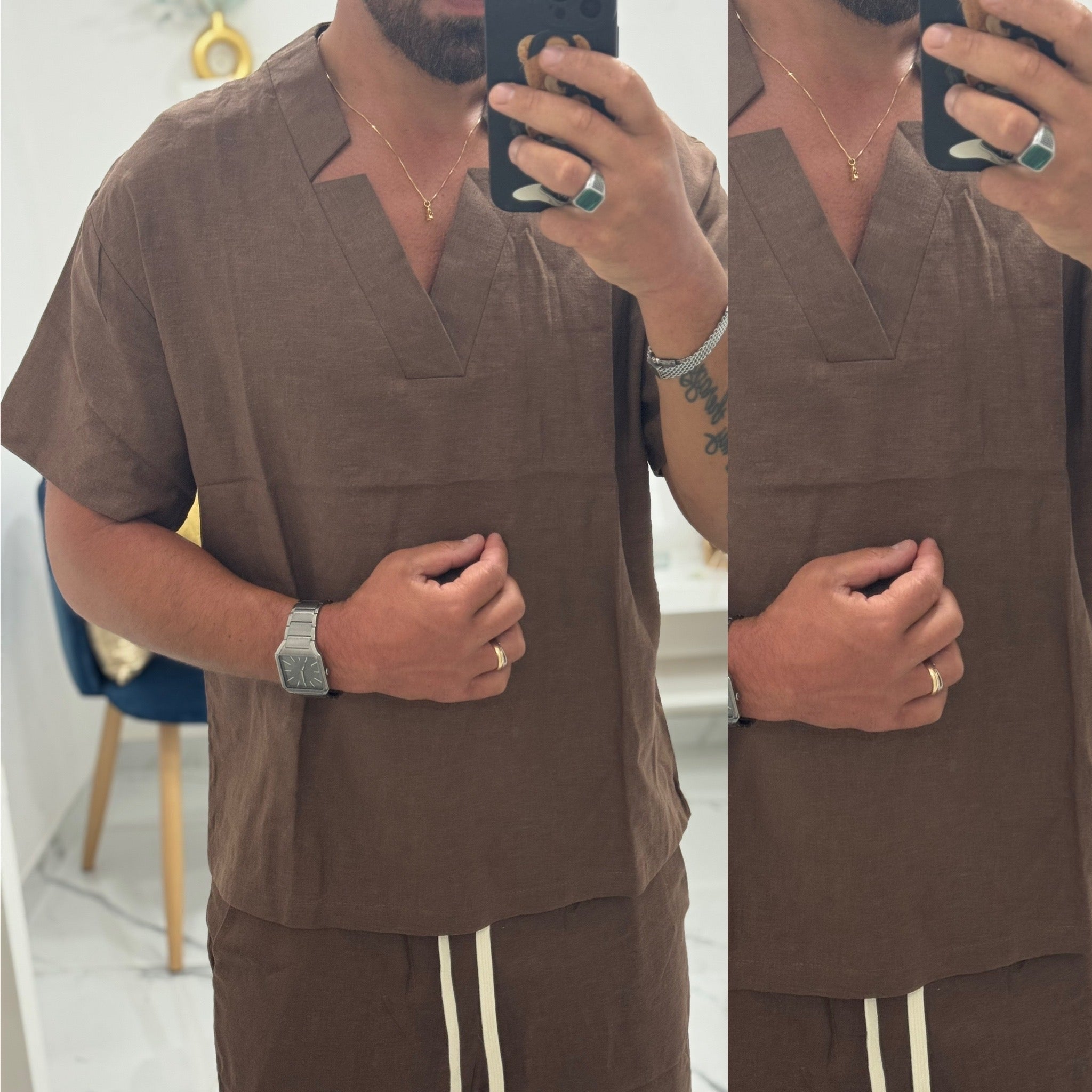 Coordinato in Lino bermuda e SHIRT hawaii