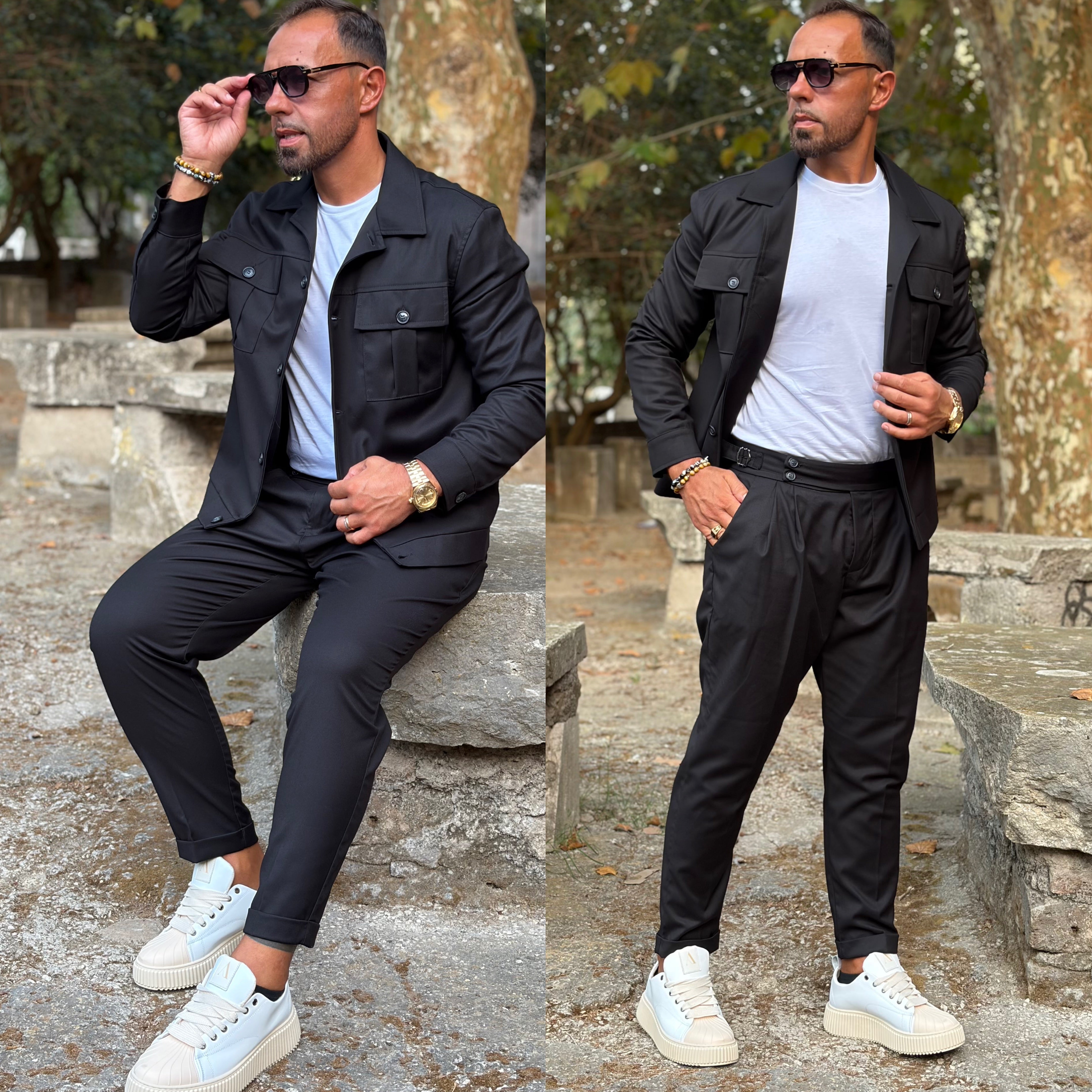 Coordinato sariano limited pantalone vita alta e giacca zaffiro