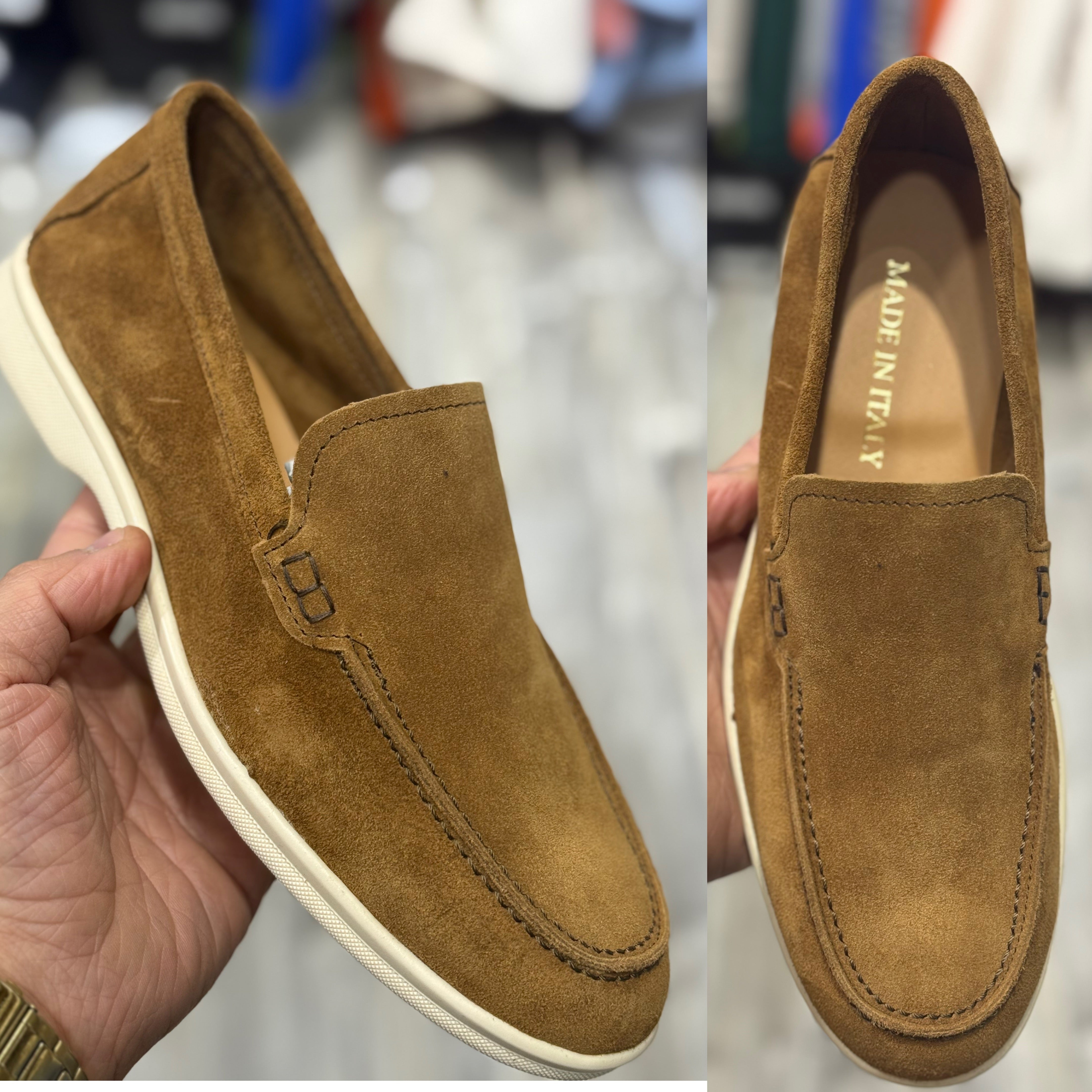 Mocassino pantofola in camoscio Florence