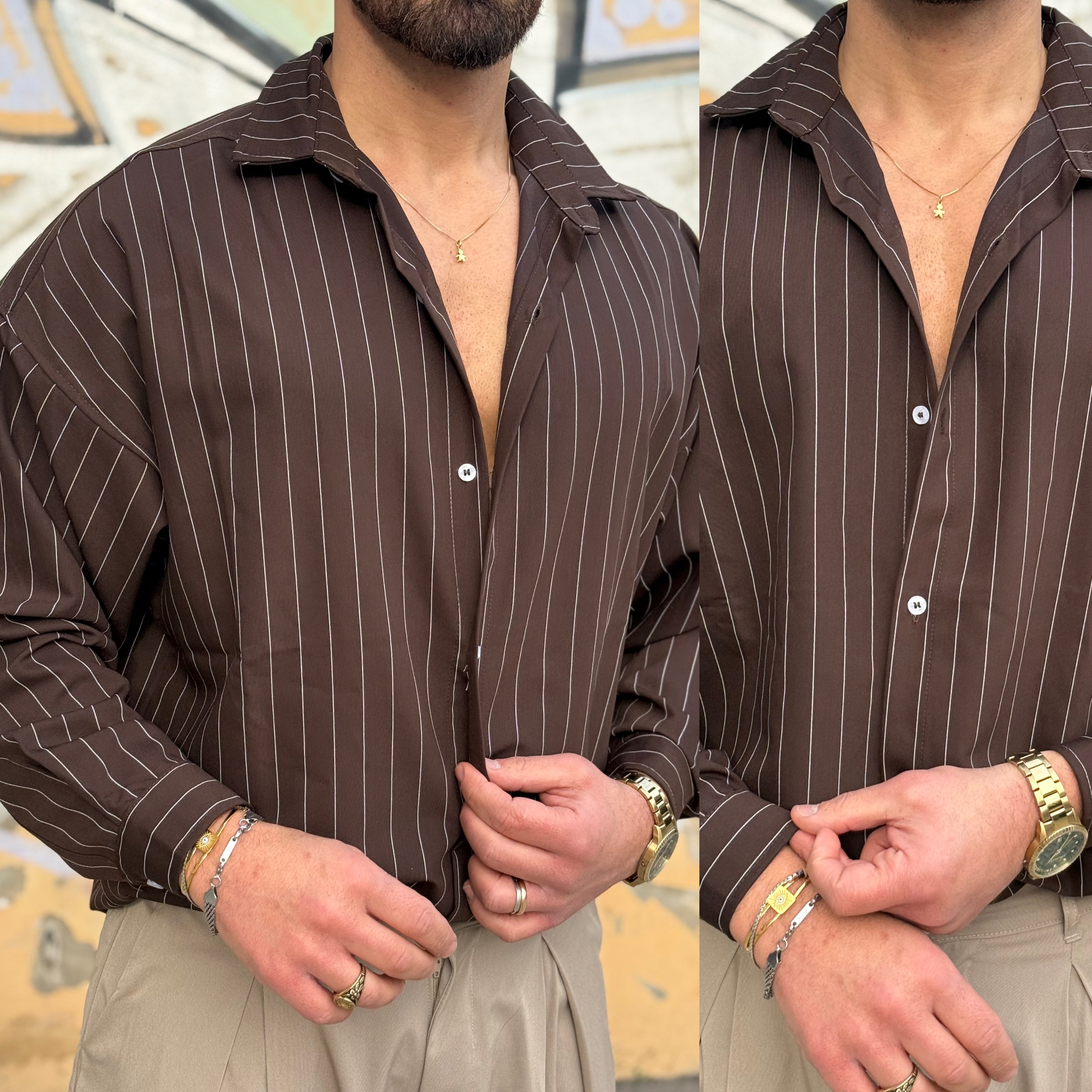 Camicia collo francese gessata duca homme