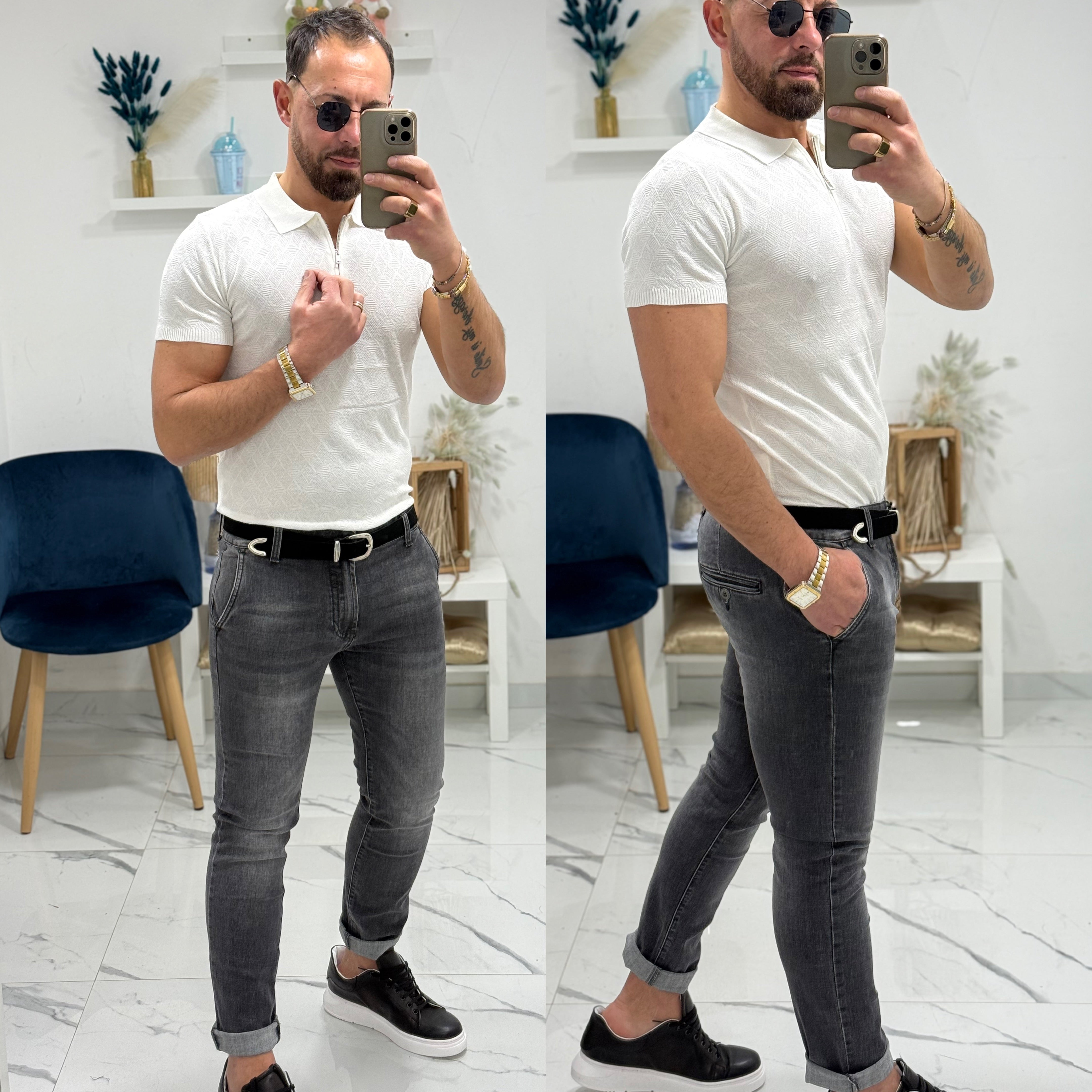 Polo manica porta con zip Milan