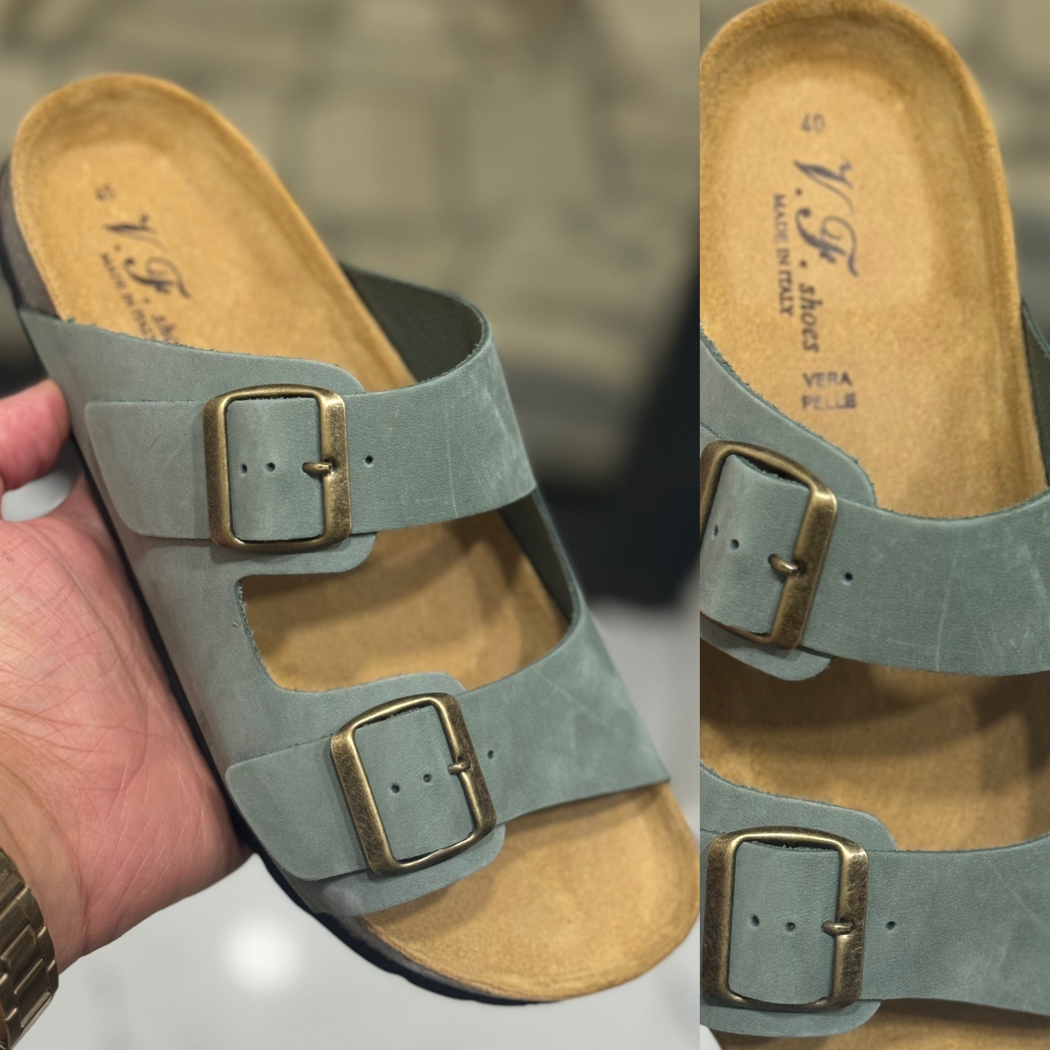 Sandali doppia fibia in pelle italian
