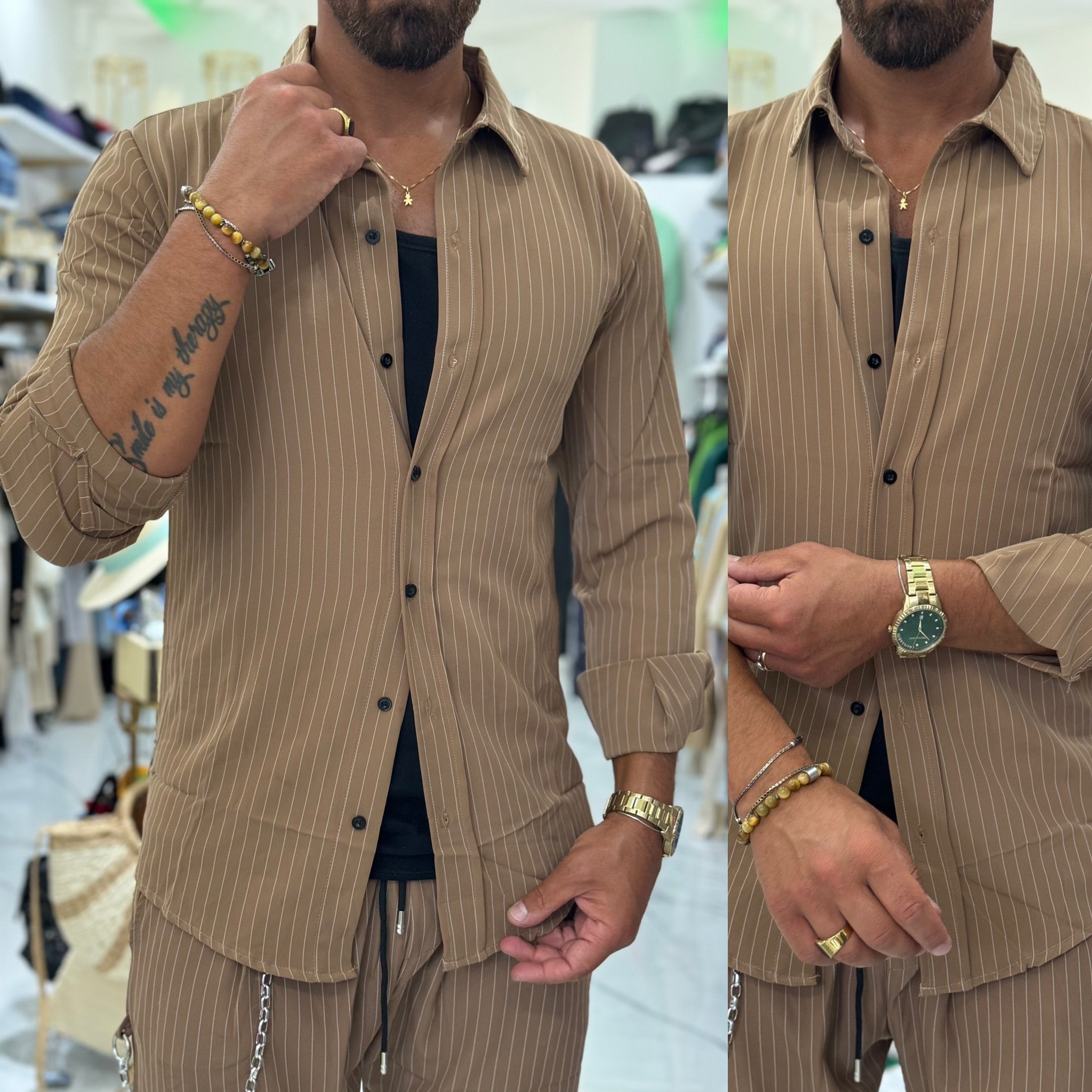 Coordinato camicia e pantalone gessato Texas