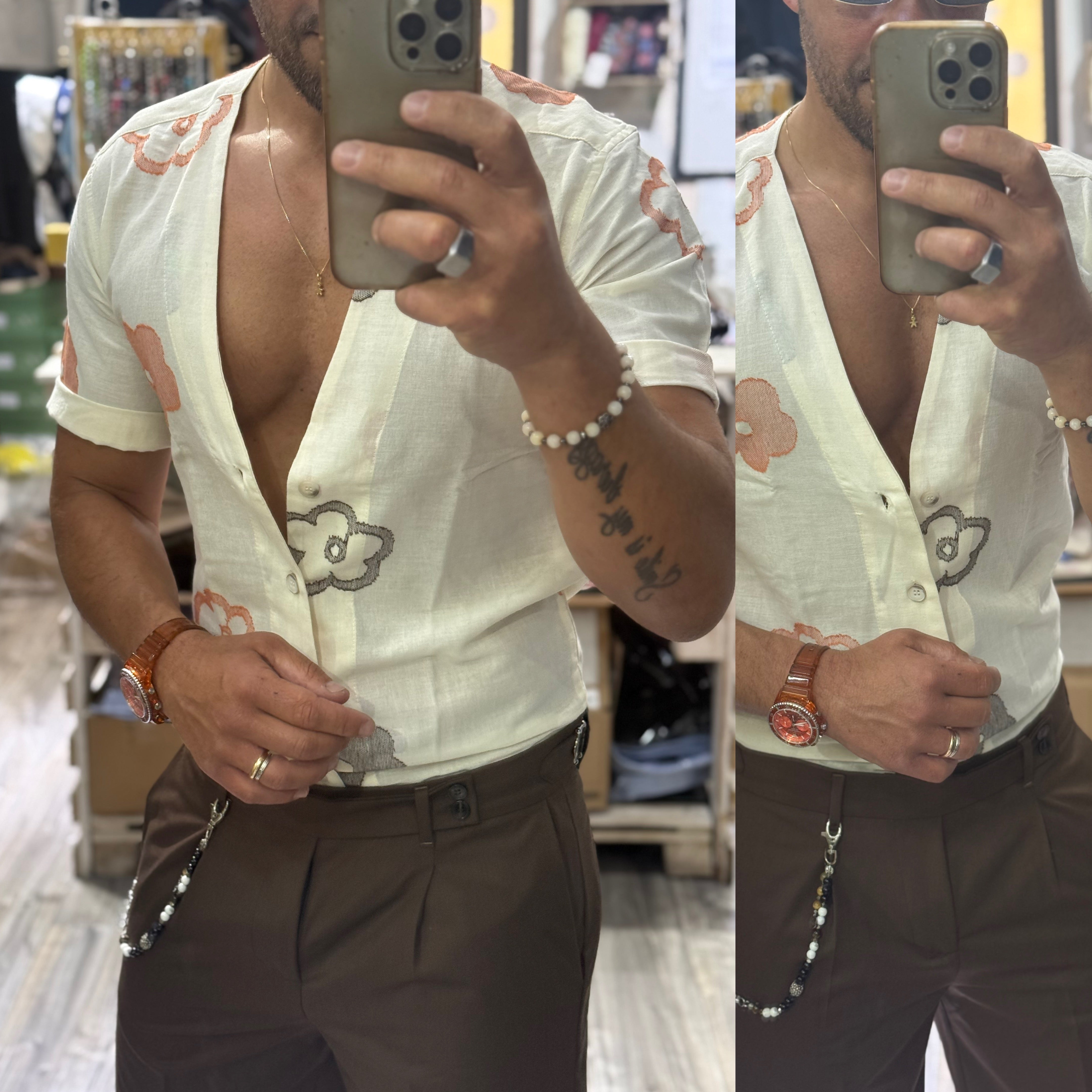 Camicia Ibiza scollata in lino