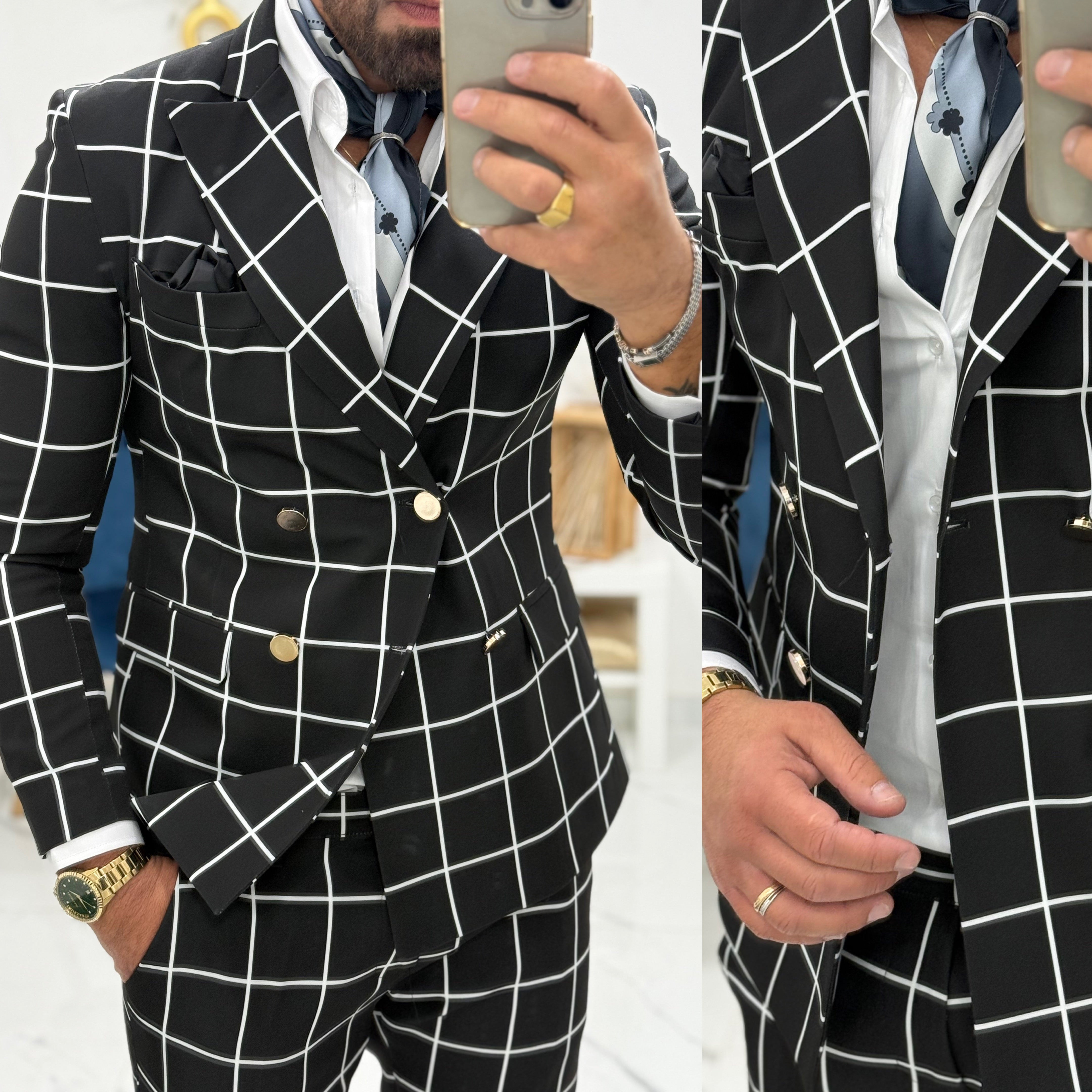 Abito doppiopetto quadri Fantasy