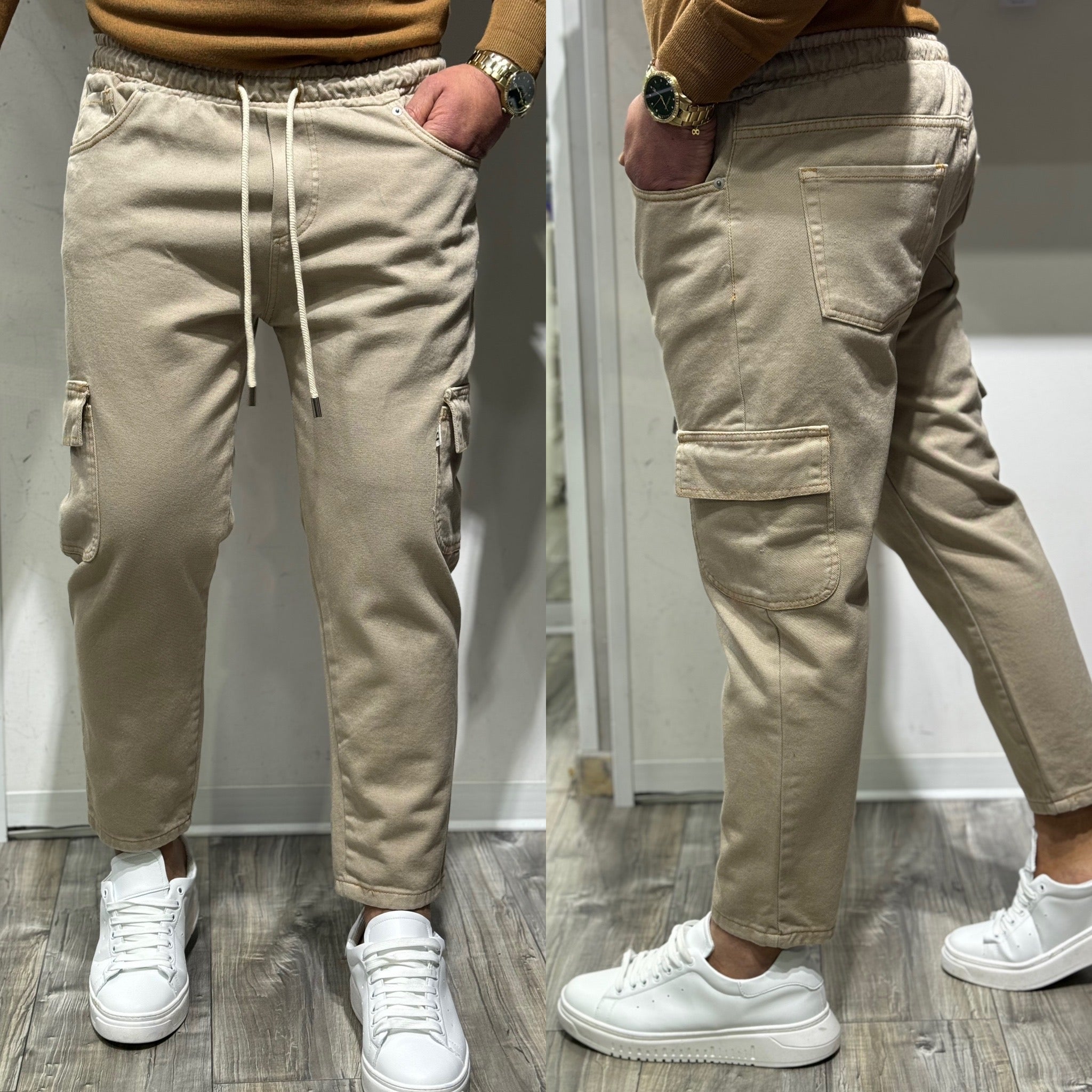 Jeans cargo Capri baggy italian