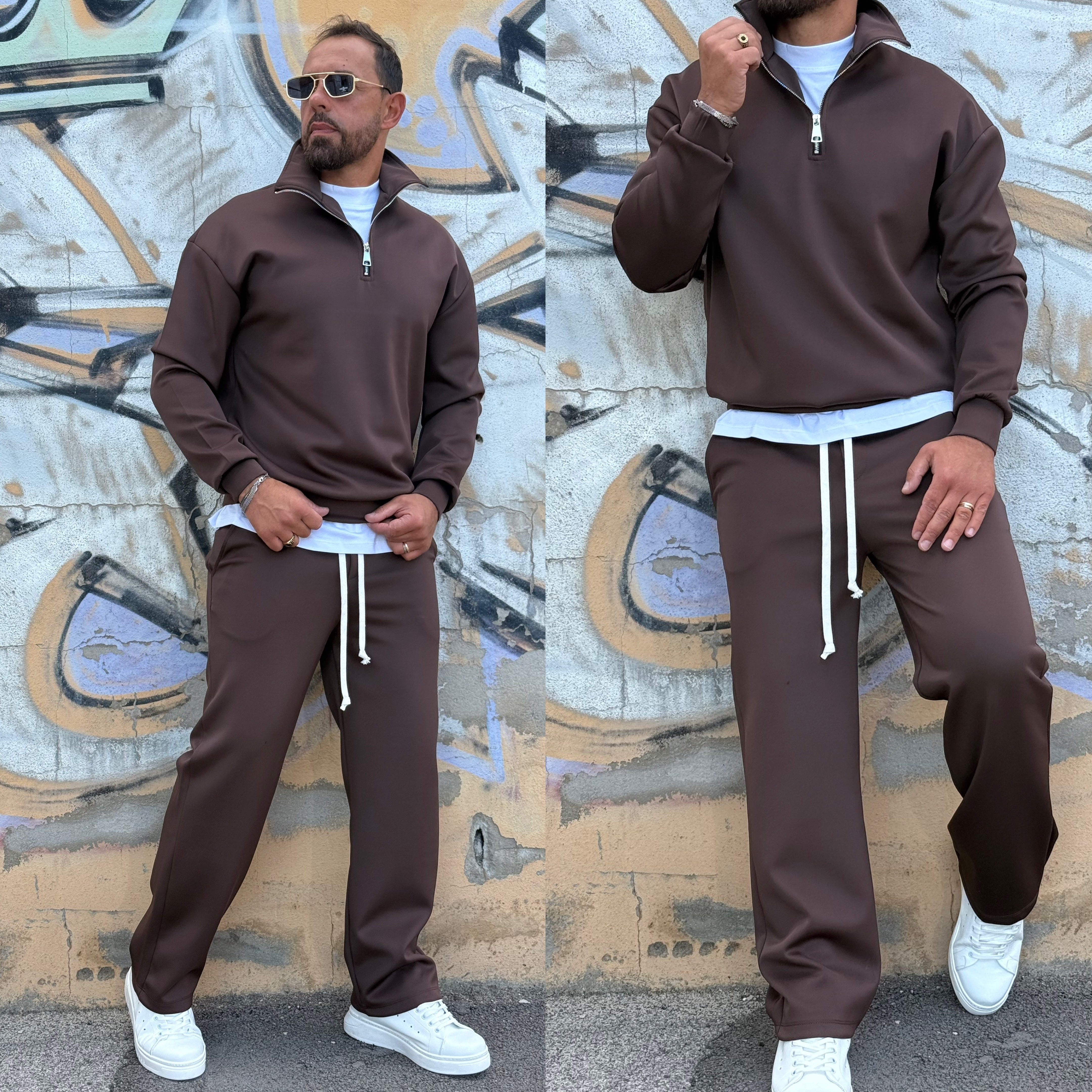 Tuta fondo largo felpa zip Duca Homme