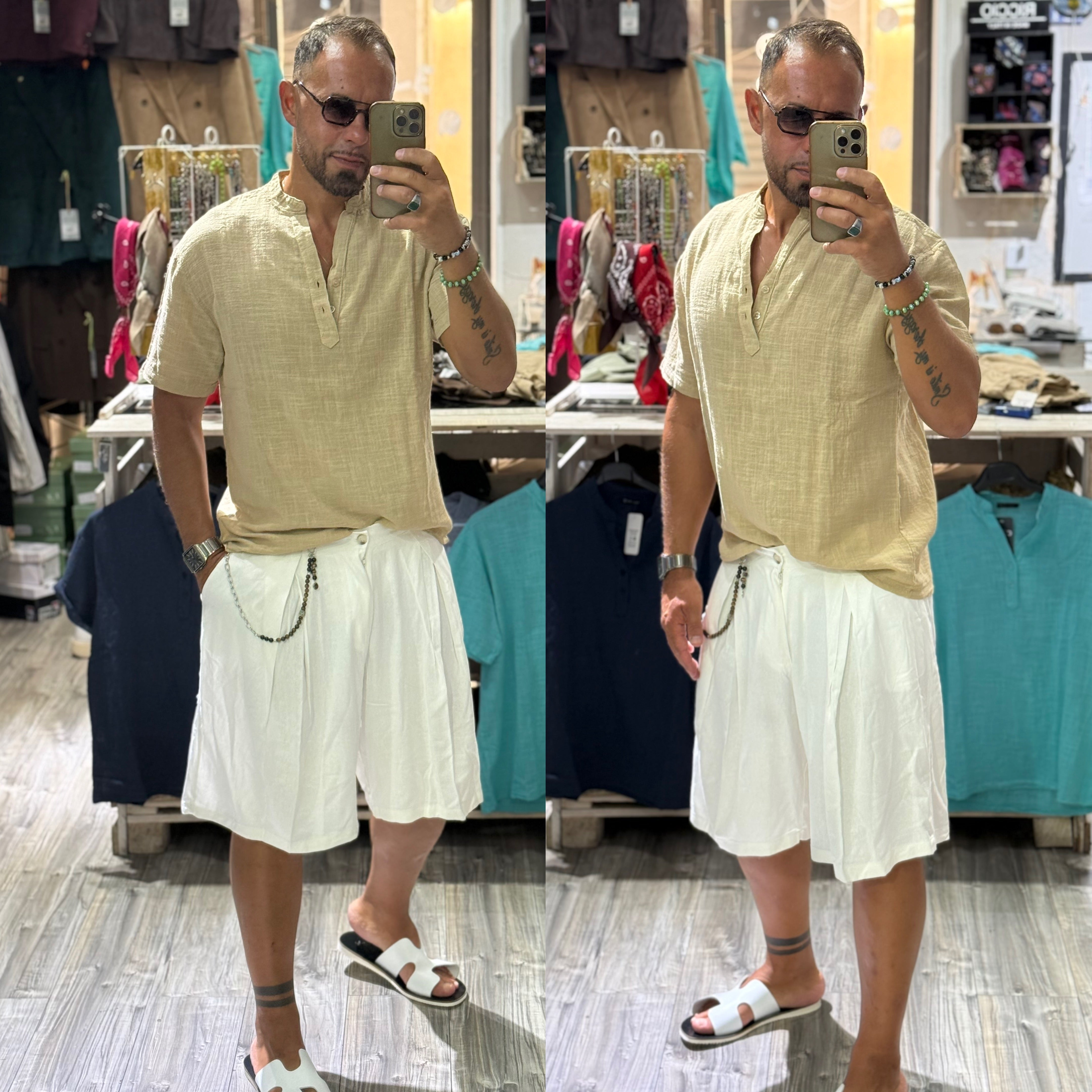 Combo camicia e bermuda In lino coordinato malibu’