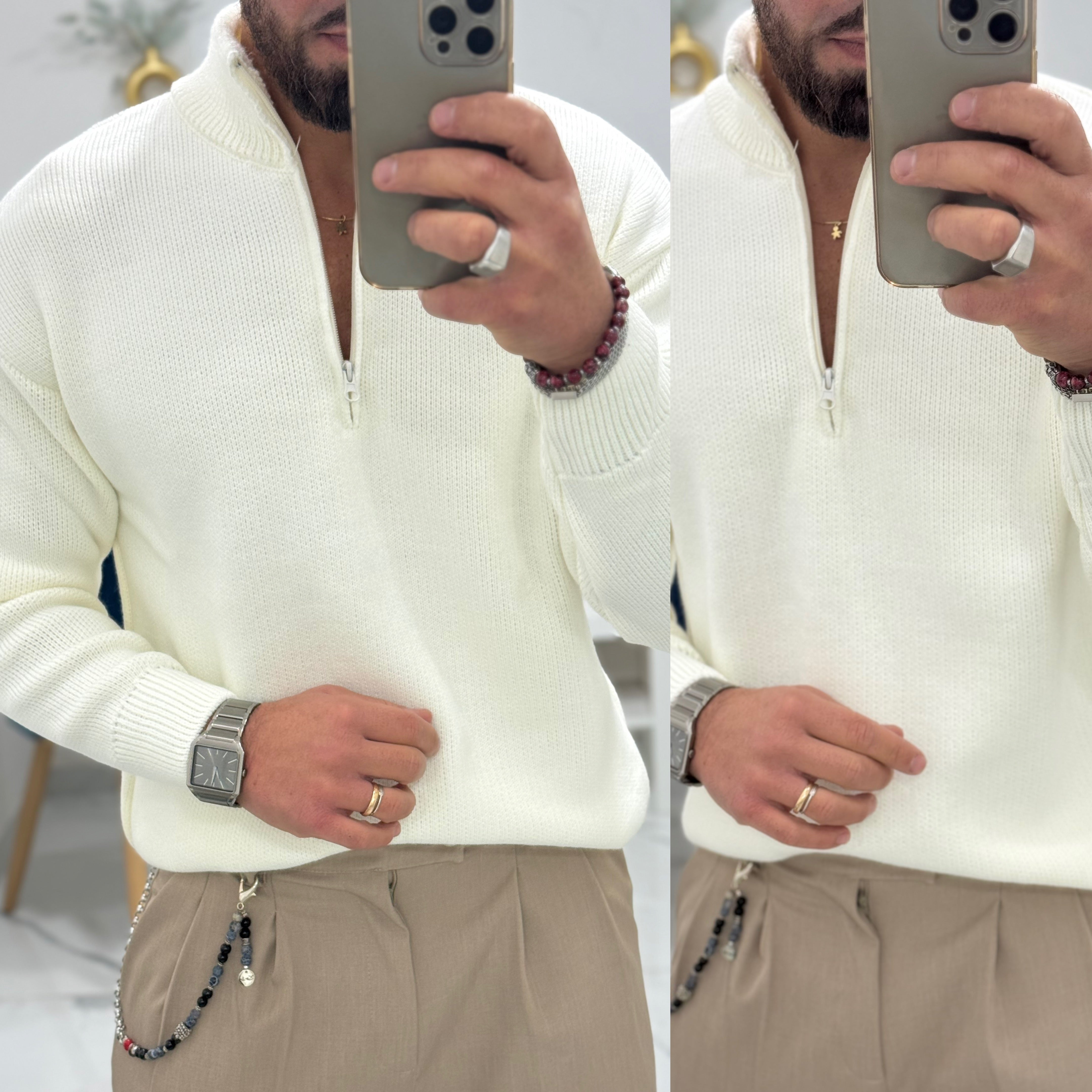 Maglione mezzocollo zip Style